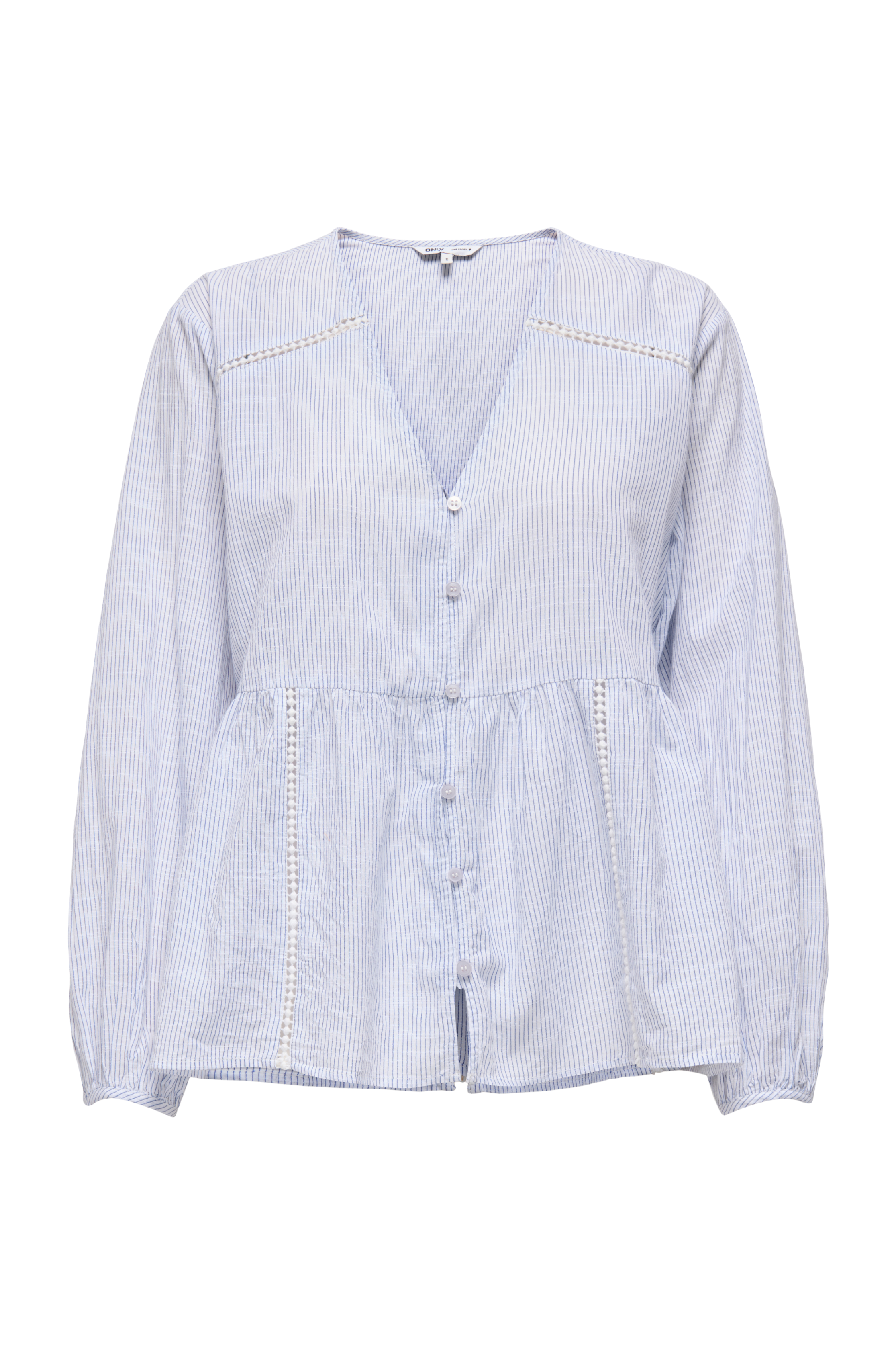 skjorte, shirt, knapper, let, bomuld, lyseblå, striber, stribet, Fin, smuk, elegant, klassisk, staple, feminin, pæn, rå, cool, sej, unik, musthave, hverdag, fest, kvinde, dame, woman
