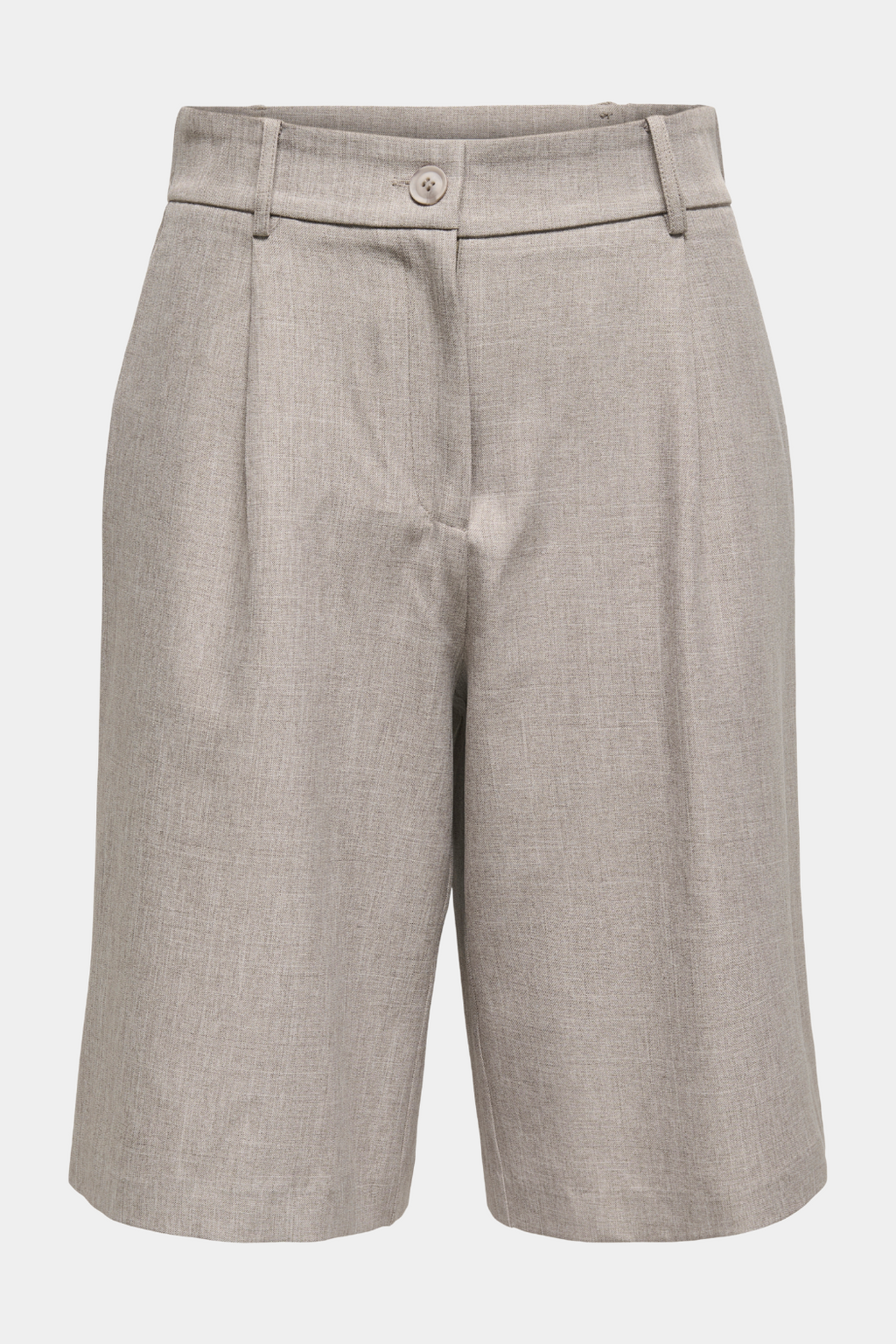 shorts, buks, habit, knap, lynlås, beige, melange, sand, Fin, smuk, elegant, klassisk, feminin, pæn, rå, cool, sej, unik, musthave, hverdag, fest 
