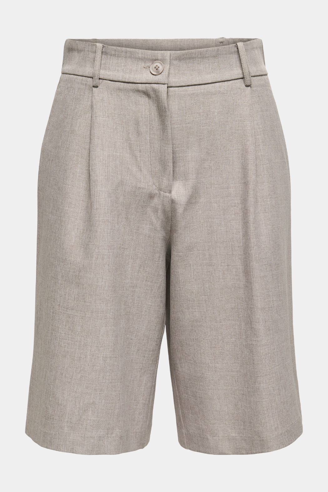 shorts, buks, habit, knap, lynlås, beige, melange, sand, Fin, smuk, elegant, klassisk, feminin, pæn, rå, cool, sej, unik, musthave, hverdag, fest 
