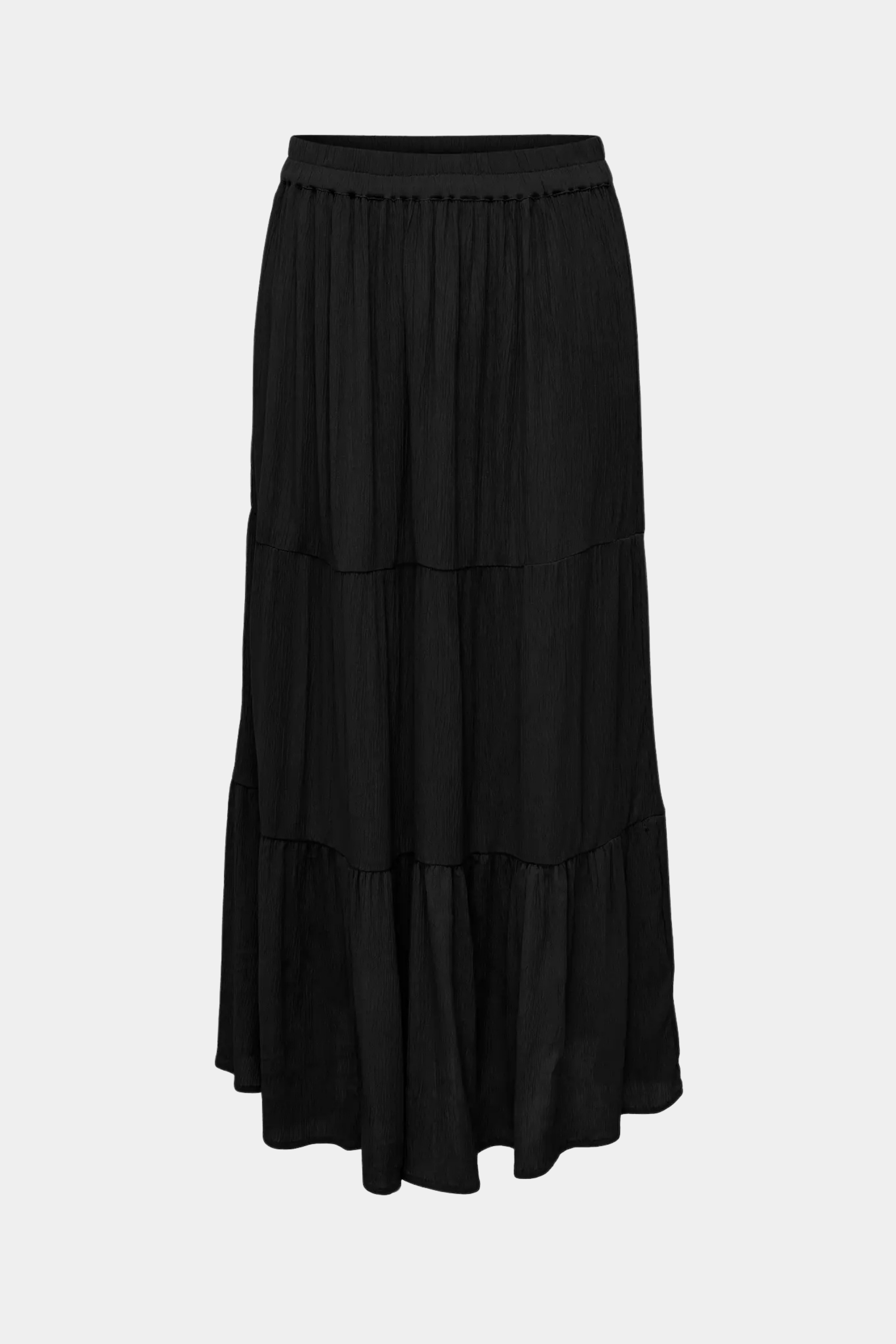 Fin, smuk, elegant, klassisk, staple, feminin, pæn, rå, cool, sej, unik, musthave, hverdag, fest, kvinde, dame, woman, nederdel, skirt, maxi, midi, lag, læg, rynke, elastik, løs, loose, sommer, sommernederdel, summerskirt