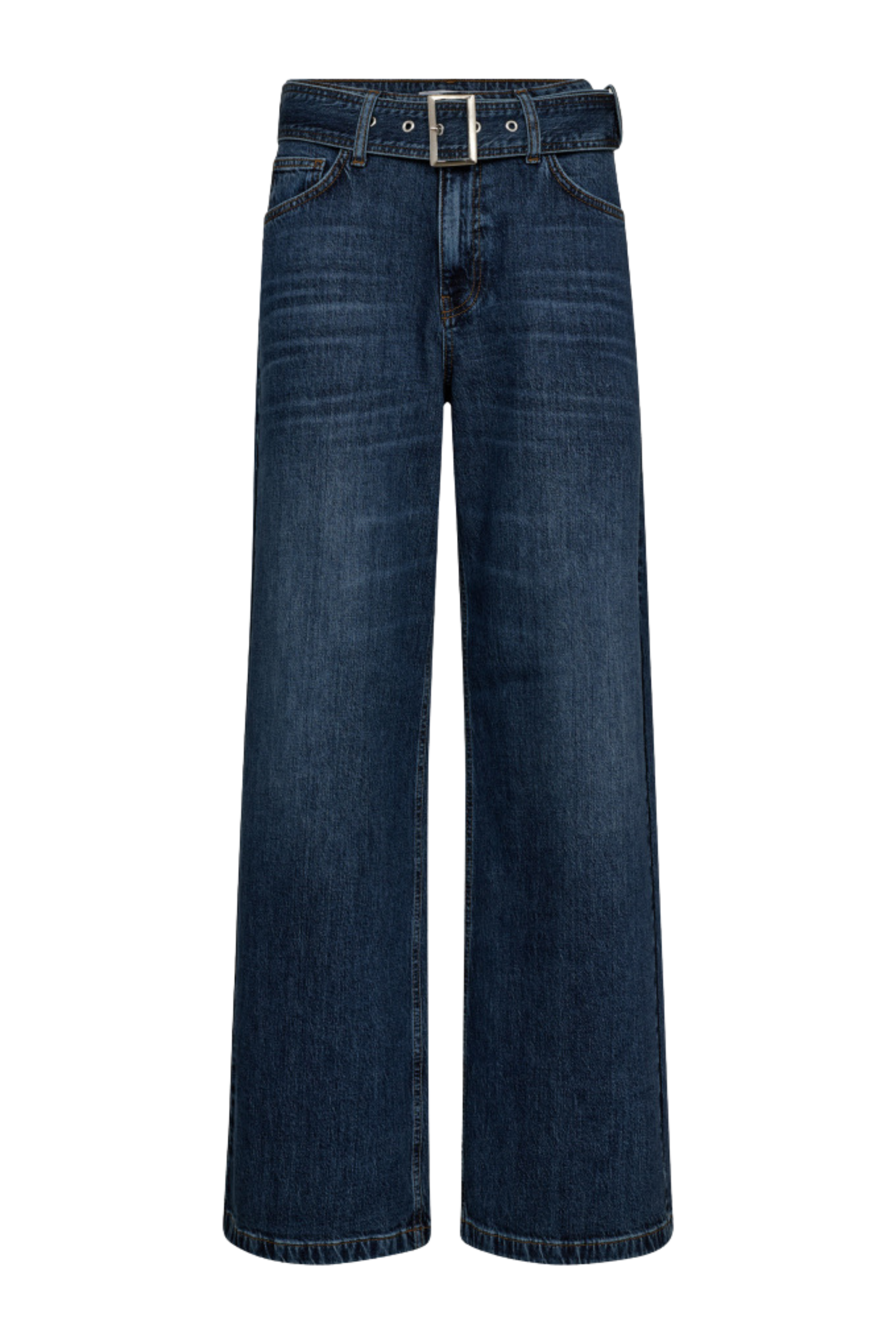 Fin, smuk, elegant, klassisk, staple, feminin, pæn, rå, cool, sej, unik, musthave, hverdag, fest, kvinde, dame, woman, jeans, buks, pant, pants, denim, mørkeblå, vask, bælte, belt, spænde, vidde, vid, bred, bredde, wide, hverdag, klassisk, classic, tidsløs, timeless