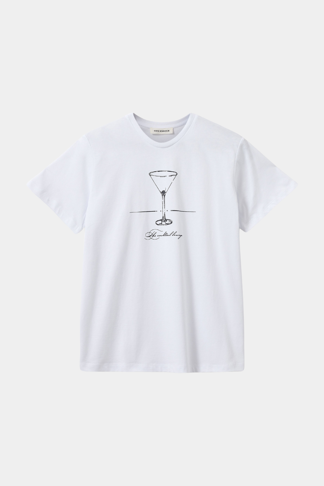 tee, t-shirt, overdel, bluse, hvid, white, print, drink, rundhals, Fin, smuk, elegant, klassisk, feminin, pæn, rå, cool, sej, unik, musthave, hverdag, fest 