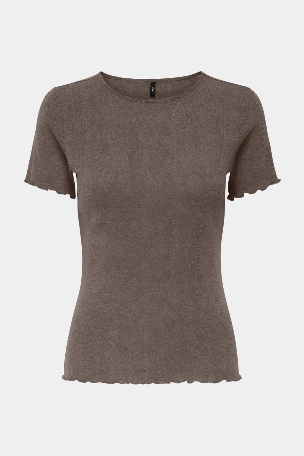 tee, tshirt, bluse, overdel, top, hulmønster, blød, rundhals, brun, Fin, smuk, elegant, klassisk, feminin, pæn, rå, cool, sej, unik, musthave, hverdag, fest 
