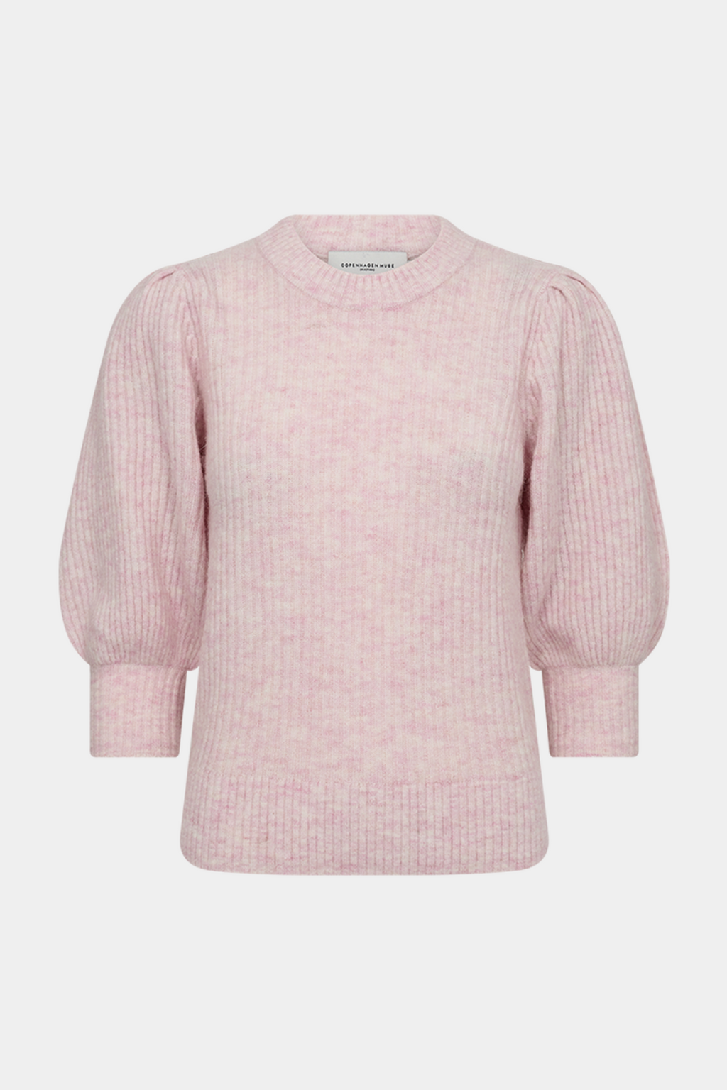 strik, knit, bluse, overdel, pullover, trøje, rosa, lyserød, puf, rib, ribstrik, fin, smuk, elegant, klassisk, feminin, pæn, rå, cool, sej, unik, musthave, hverdag, fest