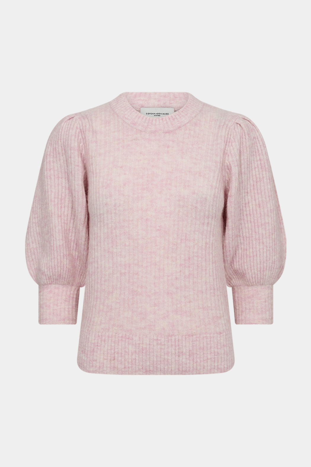 strik, knit, bluse, overdel, pullover, trøje, rosa, lyserød, puf, rib, ribstrik, fin, smuk, elegant, klassisk, feminin, pæn, rå, cool, sej, unik, musthave, hverdag, fest