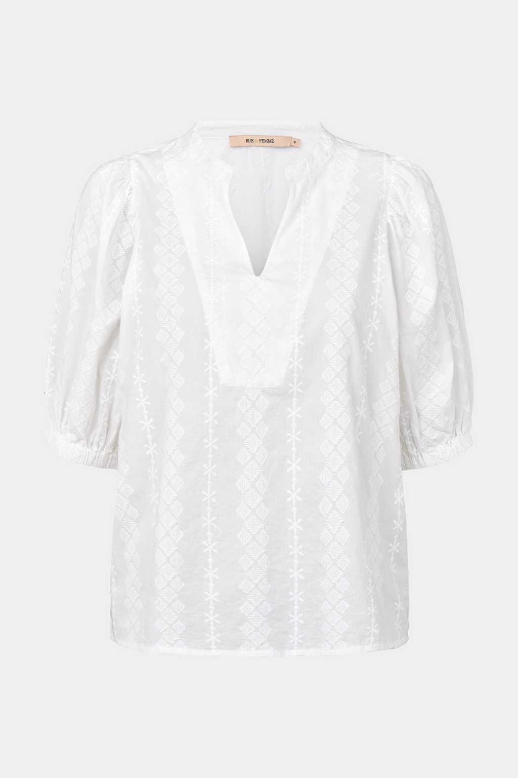 blonde, blonder, lace, bluse, top, tee, t-shirt, puf, pufærmer, hvid, white, vudskæring, vhals, Fin, smuk, elegant, klassisk, feminin, pæn, rå, cool, sej, unik, musthave, hverdag, fest 