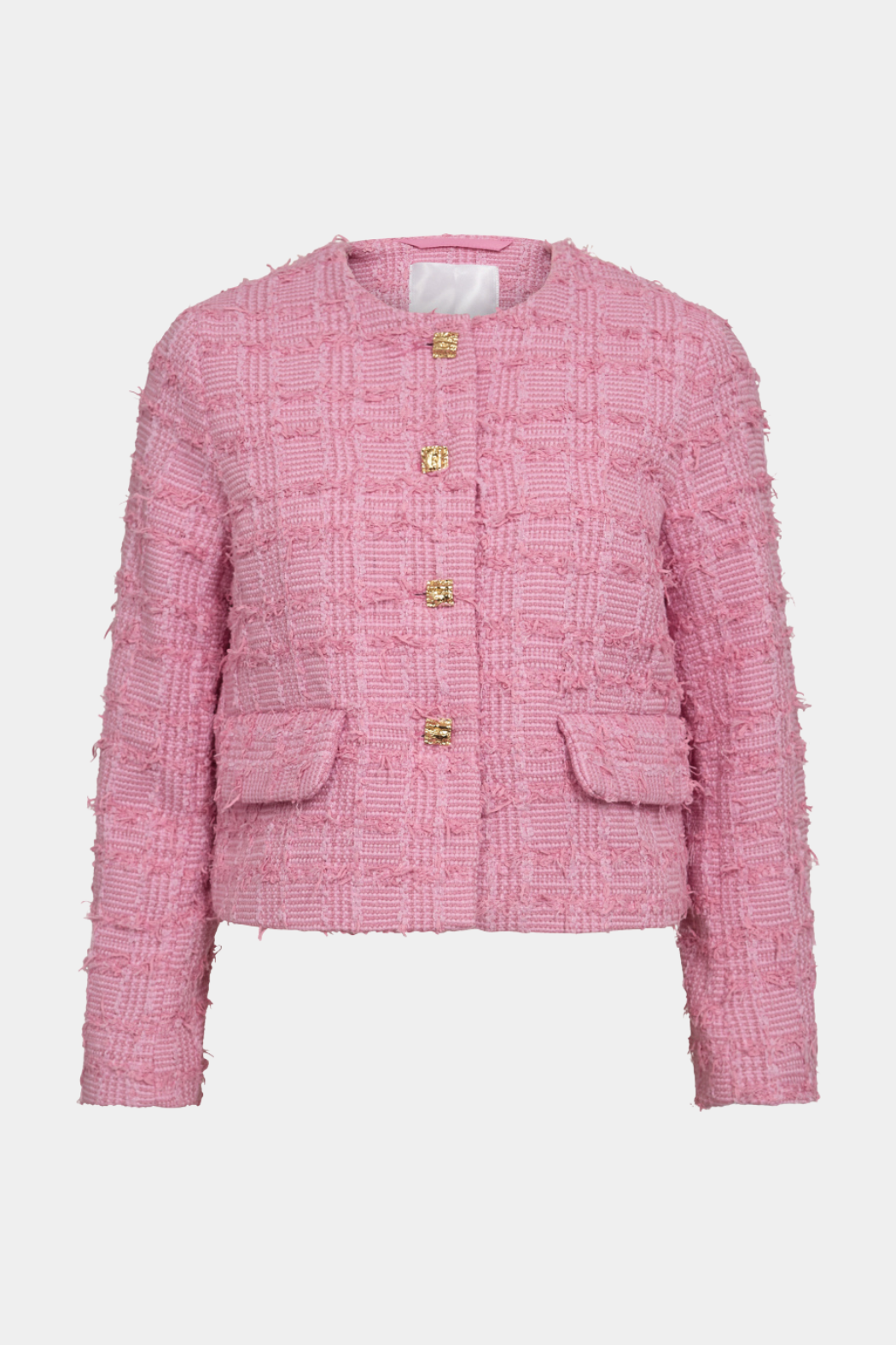 jakke, frakke, overdel, overtøj, pink, bubblegum, candyfloss, boucle, guldknapper, Fin, smuk, elegant, klassisk, feminin, pæn, rå, cool, sej, unik, musthave, hverdag, fest 