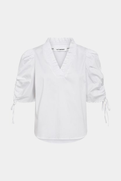 top, bluse, flæser, frill, rynk, bindebånd, bånd, hvid, Fin, smuk, elegant, klassisk, staple, feminin, pæn, rå, cool, sej, unik, musthave, hverdag, fest, kvinde, dame, woman
