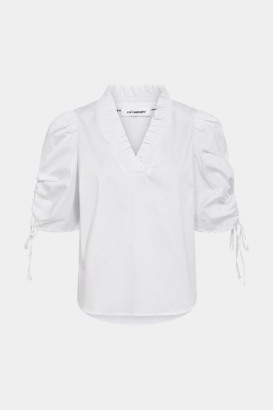top, bluse, flæser, frill, rynk, bindebånd, bånd, hvid, Fin, smuk, elegant, klassisk, staple, feminin, pæn, rå, cool, sej, unik, musthave, hverdag, fest, kvinde, dame, woman
