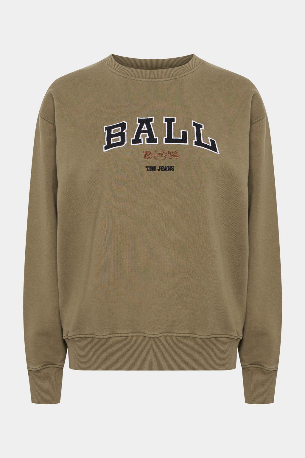 sweat, sweatshirt, crewneck, bluse, army, grøn, green, khaki, logo, broderi, Fin, smuk, elegant, klassisk, staple, feminin, pæn, rå, cool, sej, unik, musthave, hverdag, fest, kvinde, dame, woman, sporty, workout, træning
