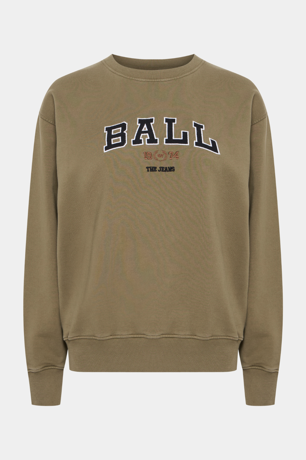 sweat, sweatshirt, crewneck, bluse, army, grøn, green, khaki, logo, broderi, Fin, smuk, elegant, klassisk, staple, feminin, pæn, rå, cool, sej, unik, musthave, hverdag, fest, kvinde, dame, woman, sporty, workout, træning
