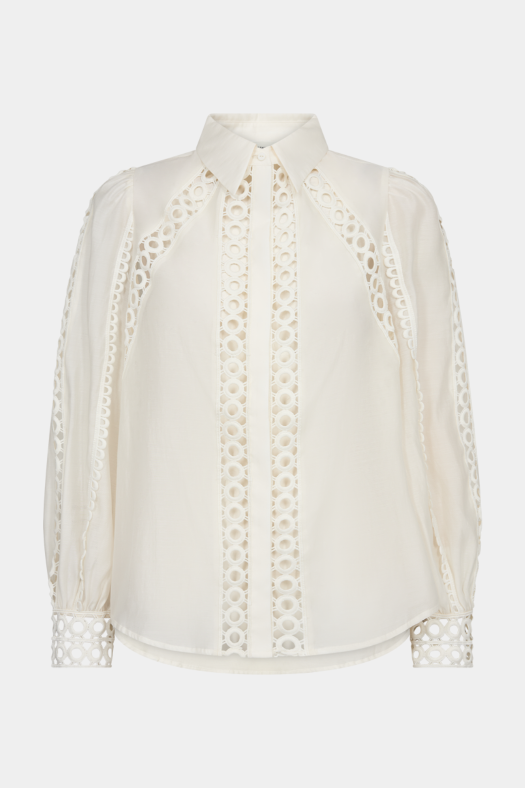 skjorte, shirt, overdel, hvid, råhvid, offwhite, creme, blonde, blonder, lace, krave, fin, smuk, elegant, klassisk, feminin, pæn, rå, cool, sej, unik, musthave, hverdag, fest