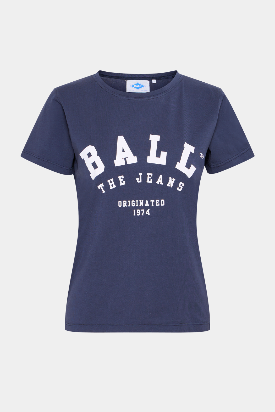 tee, t-shirt, overdel, bluse, tryk, logo, ball, blå, navy, marine, mørkeblå, fin, smuk, elegant, klassisk, feminin, pæn, rå, cool, sej, unik, musthave, hverdag, fest