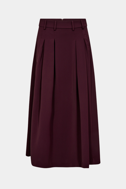 nederdel, skirt, lang, rød, vinrød, bordeaux, tung, Fin, smuk, elegant, klassisk, staple, feminin, pæn, rå, cool, sej, unik, musthave, hverdag, fest, kvinde, dame, woman
