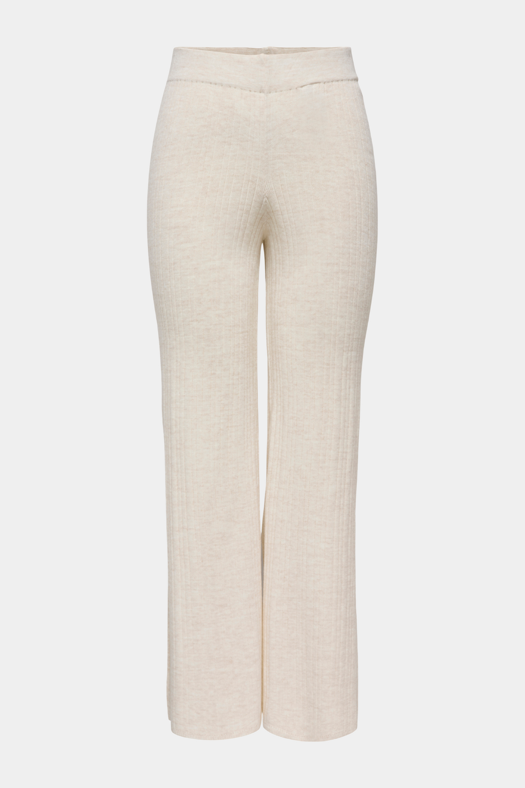 Fin, smuk, elegant, klassisk, staple, feminin, pæn, rå, cool, sej, unik, musthave, hverdag, fest, kvinde, dame, woman, buks, bukser, pant, pants, wide, vidde, bred, blød, soft, strik, knit, rib, ribstrik, brun, beige, melange, meleret, sand, elastik, hygge, cozy, hjemme