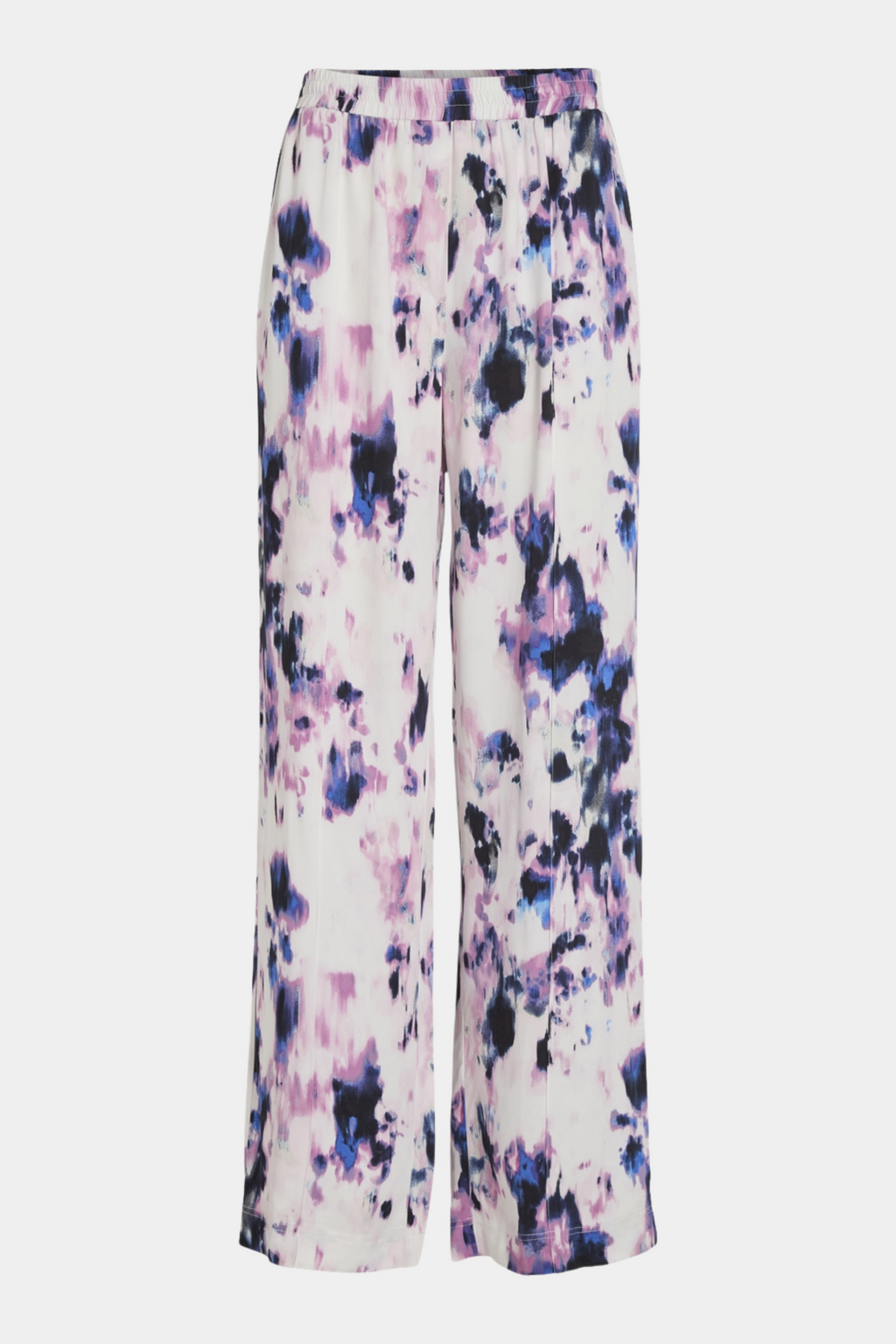 buks, pant, vidde, vid, wide, elastik, print, watercolor, blue, blå, pink, lille, purple, forår, sommer, blød, soft, viskose, natur, loose, løs, elegant, fin, feminin, hverdag, fest, kvinde, dame, woman