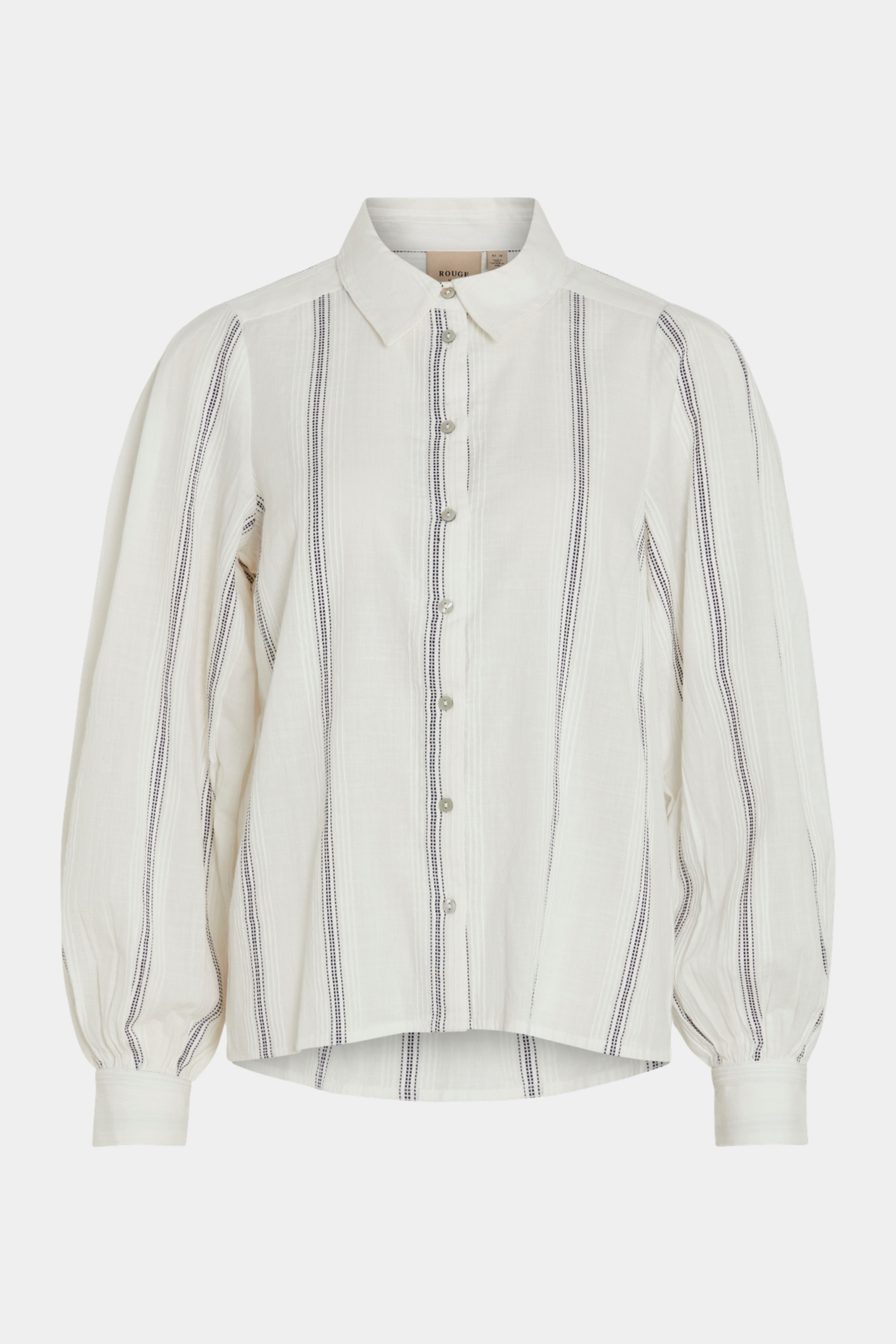 skjorte, bluse, blouse, shirt, langærmet, bomuld, hør, linen, cotton, stripe, striber, pinstripe, blød, soft, natur, hverdag, fin, fest, elegant, staple, kvinde, dame, woman