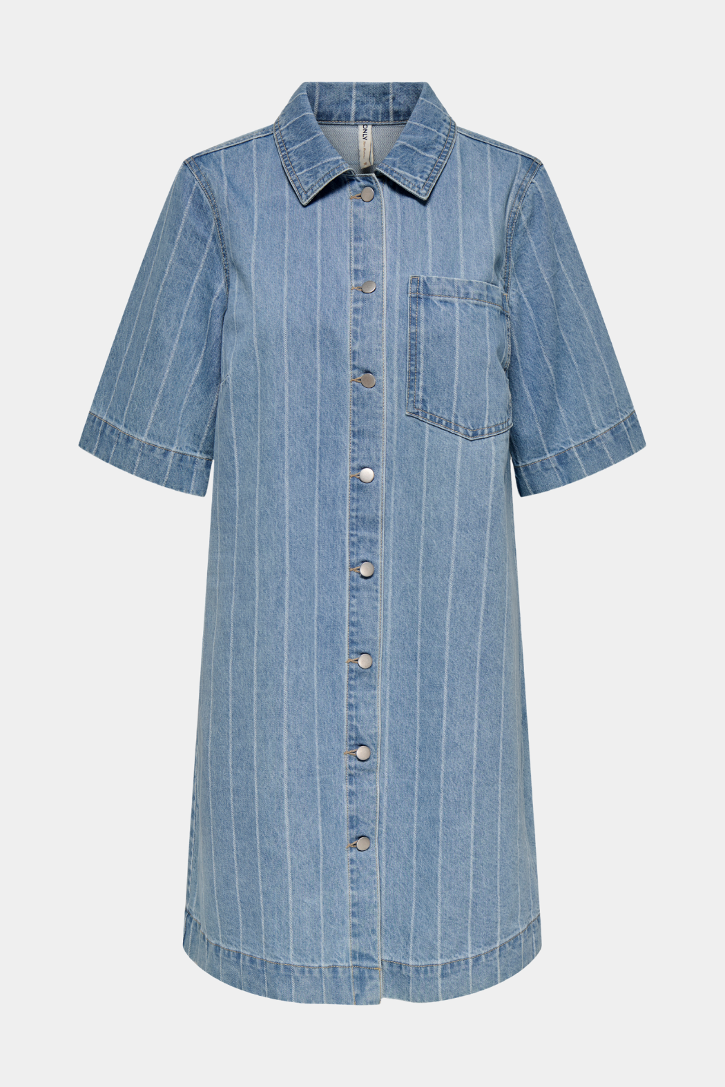 kjole, dress, kort, short, denim, cowboy, cowboykjole, stribet, striber, tryknapper,Fin, smuk, elegant, klassisk, feminin, pæn, rå, cool, sej, unik, musthave, hverdag, fest 
