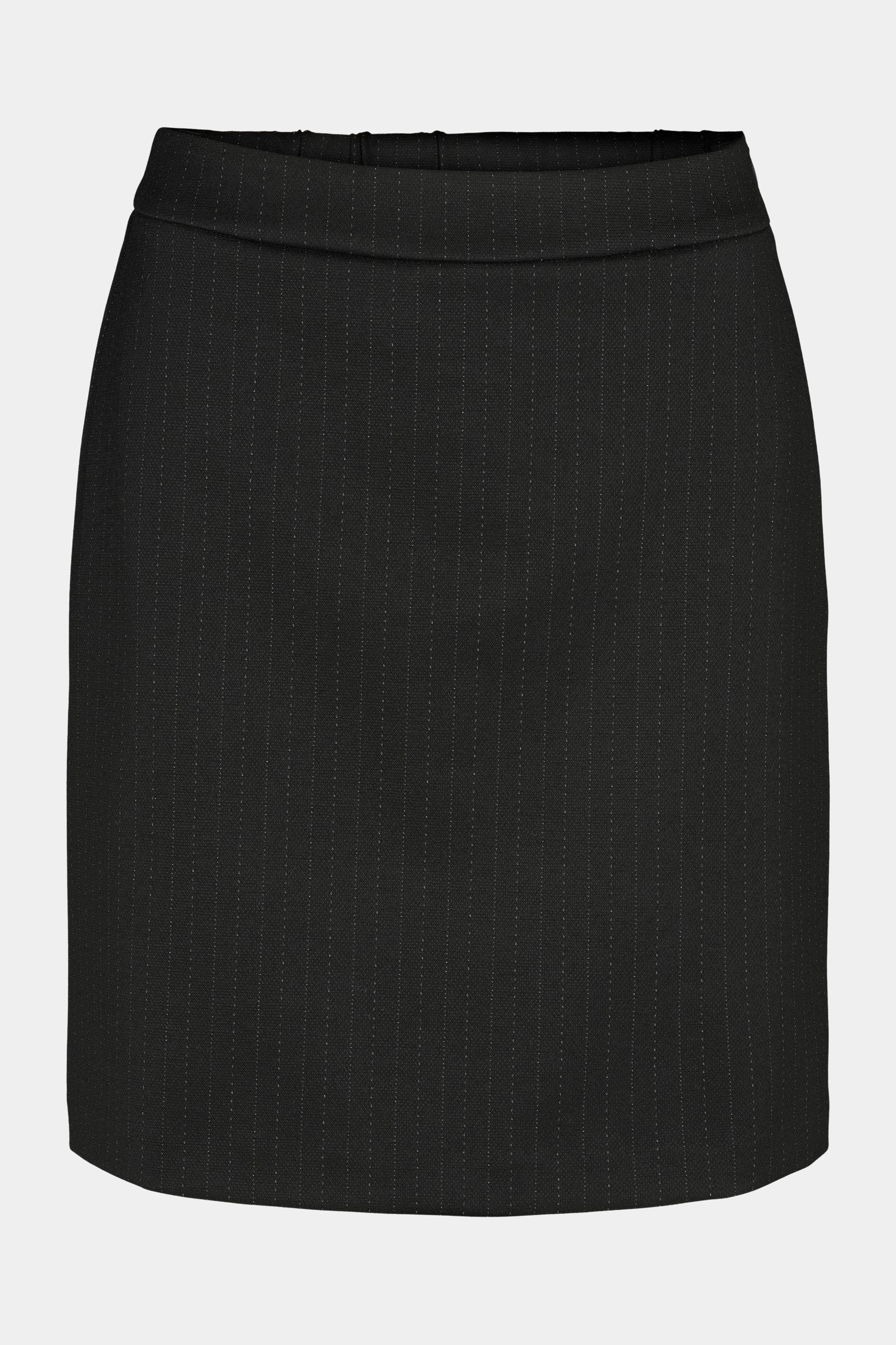 Fin, smuk, elegant, klassisk, staple, feminin, pæn, rå, cool, sej, unik, musthave, hverdag, fest, kvinde, dame, woman, nederdel, skirt, midi, mini, kort, klassisk, classic, arbejde, work, business, nålestrib, pinstripe, sort, black, tætsiddende, stram, elastik, staple