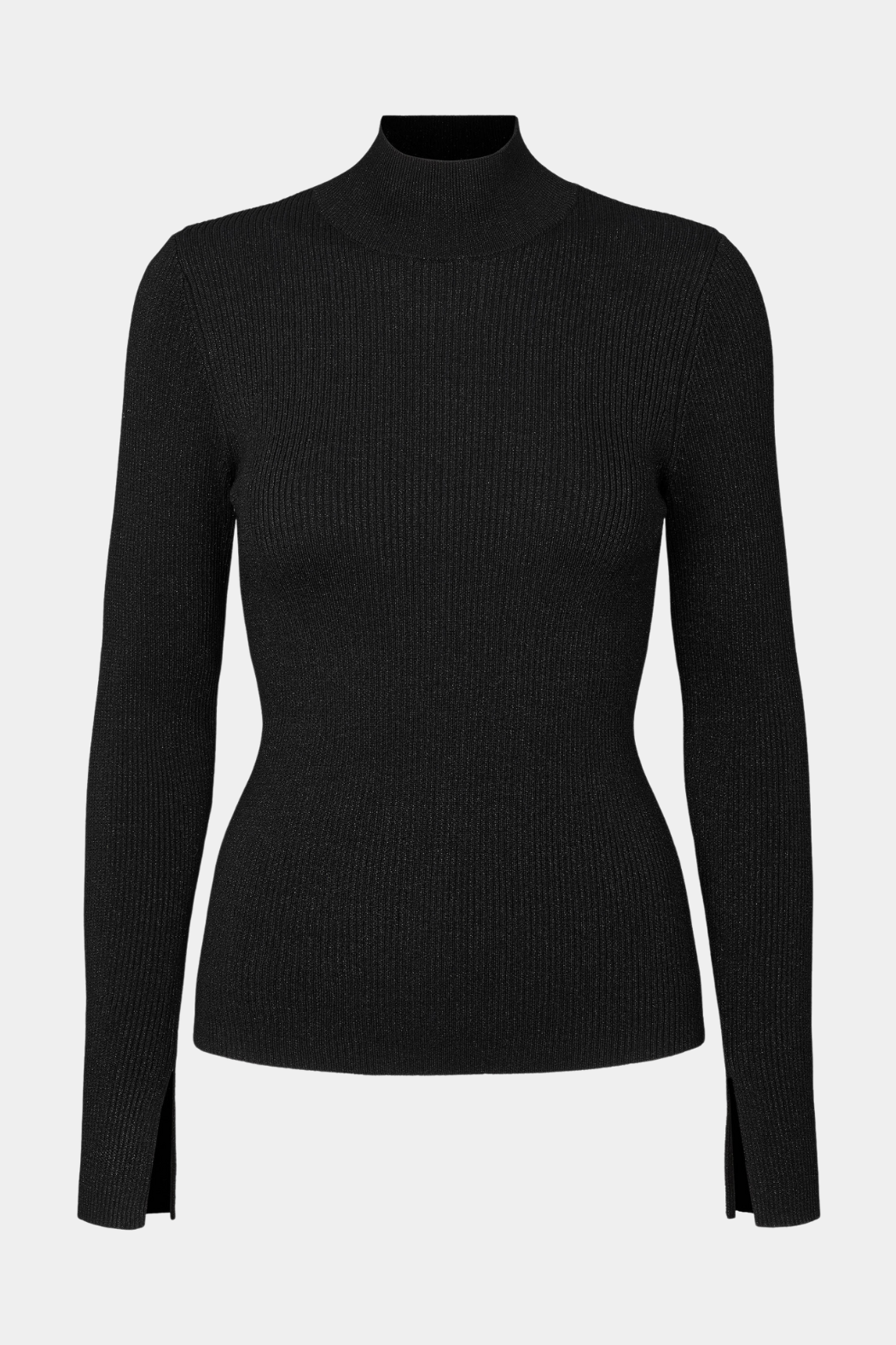 Strik, knit, højhals, højhalset, slids, glimmer, glitter, sort, Fin, smuk, elegant, klassisk, staple, feminin, pæn, rå, cool, sej, unik, musthave, hverdag, fest, kvinde, dame, woman
