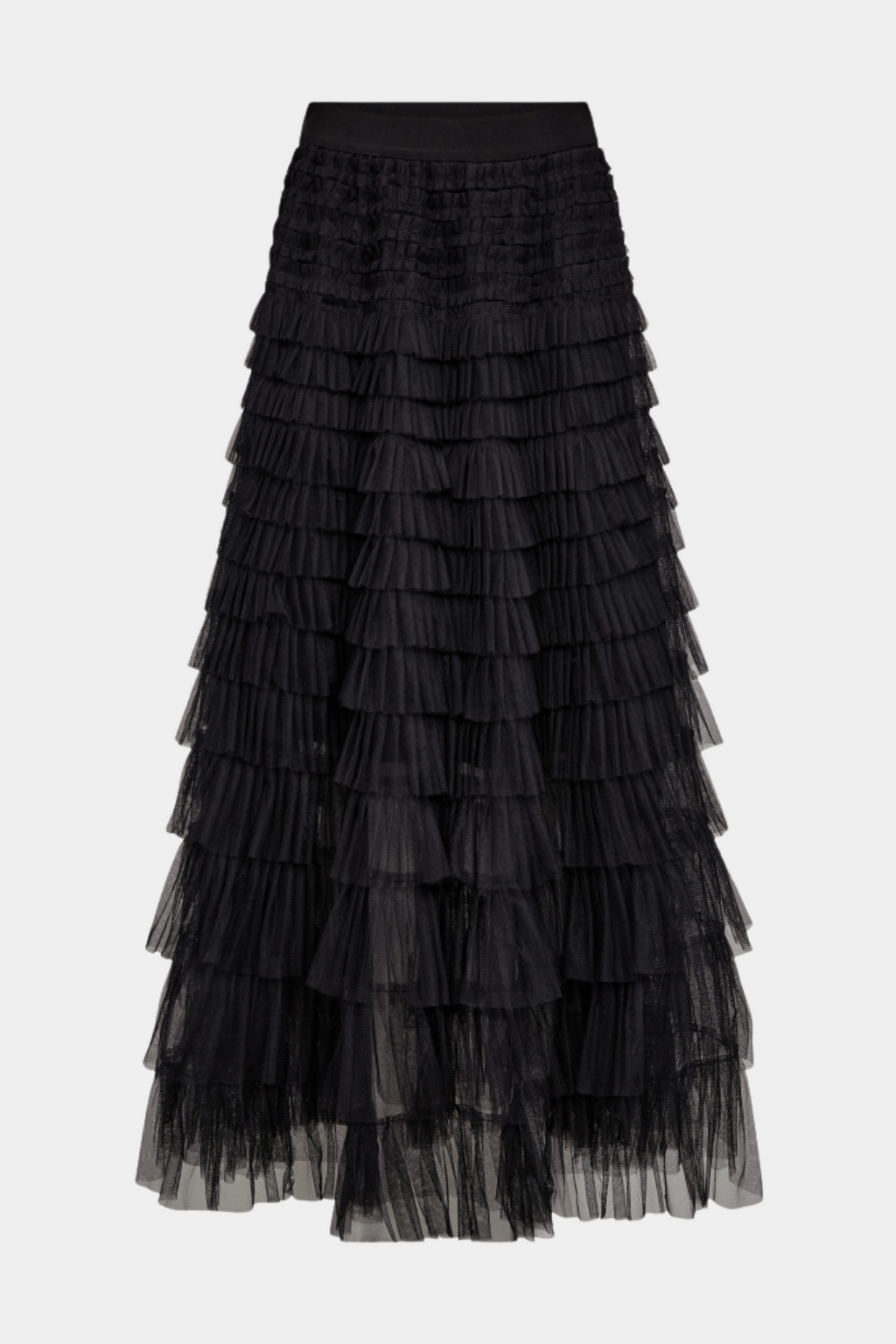 nederdel, skirt, lang, flæser, tyl, sort, elastik, Fin, smuk, elegant, klassisk, staple, feminin, pæn, rå, cool, sej, unik, musthave, hverdag, fest, kvinde, dame, woman
