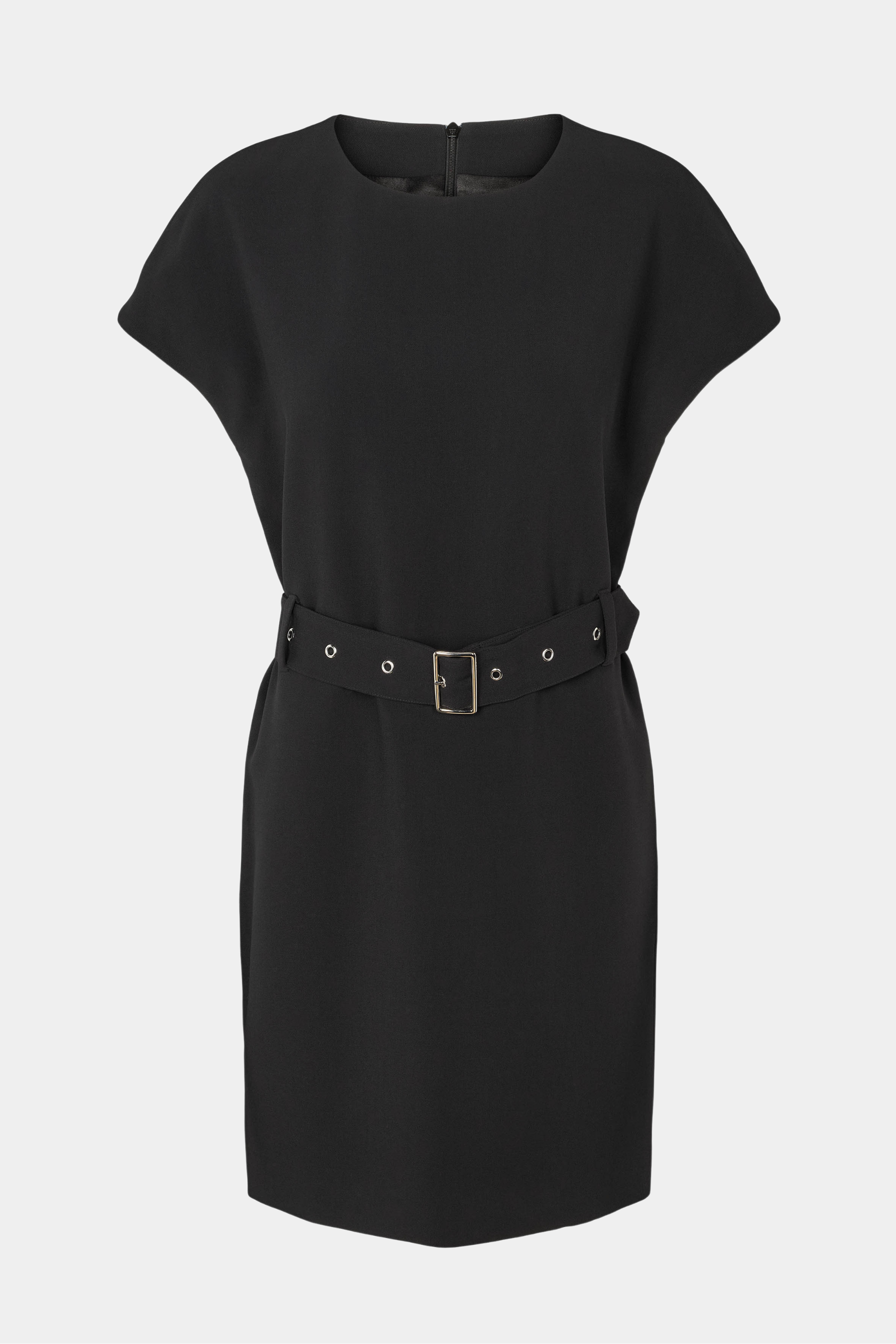 kjole, dress, kort, midi, bælte, kortærmet, rund hals, sort, black, Fin, smuk, elegant, klassisk, staple, feminin, pæn, rå, cool, sej, unik, musthave, hverdag, fest, kvinde, dame, woman
