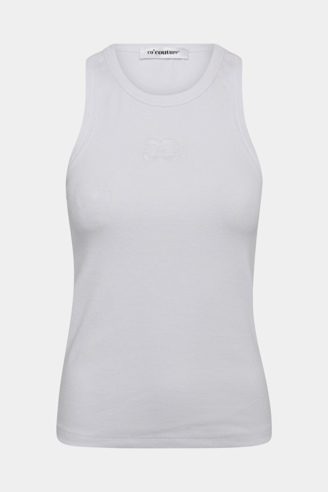 top, tanktop, overdel, rib, logo, broderi, CC, fin, smuk, elegant, klassisk, feminin, pæn, rå, cool, sej, unik, musthave, hverdag, fest