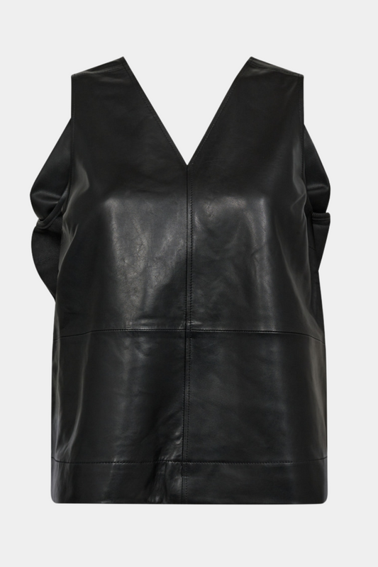 top, skind, læder, leather, sløjfe, bow, blød,  Fin, smuk, elegant, klassisk, staple, feminin, pæn, rå, cool, sej, unik, musthave, hverdag, fest, kvinde, dame, woman
