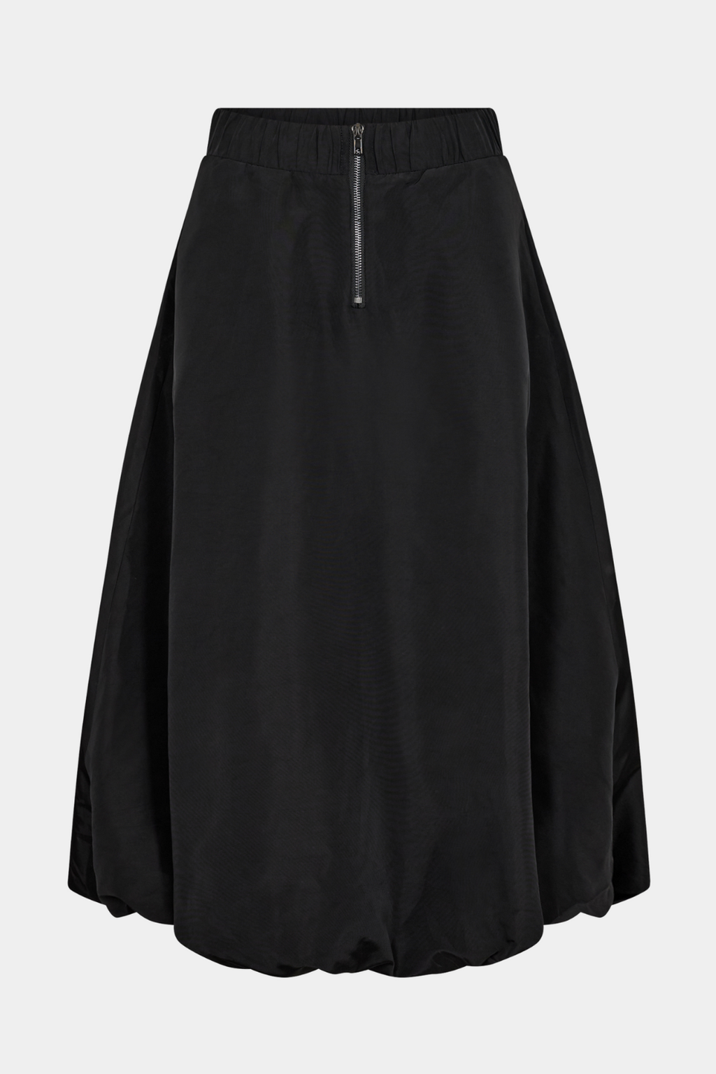 nederdel, skirt, sort, midi, lynlås, sort, black, shiny, skinnende, blank, ballon, lang, fin, smuk, elegant, klassisk, feminin, pæn, rå, cool, sej, unik,  musthave, hverdag, fest