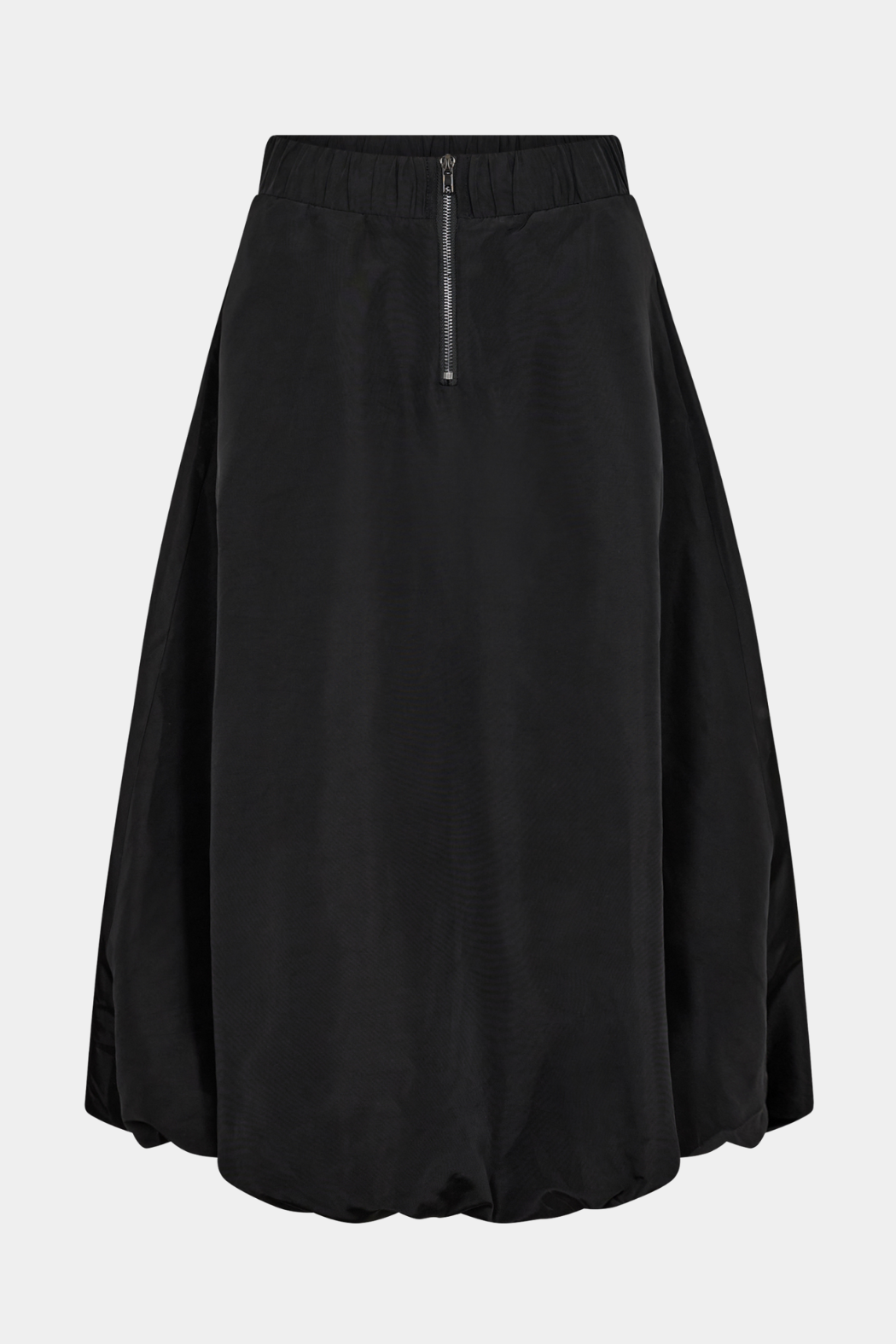 nederdel, skirt, sort, midi, lynlås, sort, black, shiny, skinnende, blank, ballon, lang, fin, smuk, elegant, klassisk, feminin, pæn, rå, cool, sej, unik,  musthave, hverdag, fest