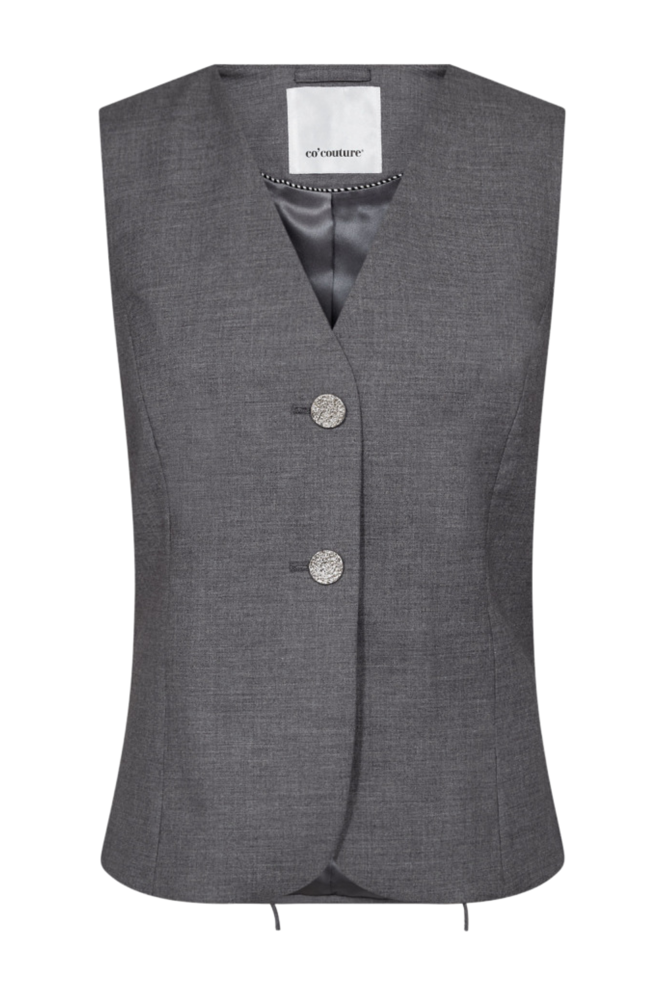 vest, grå, grey, bindebånd, snørre, knapper, Fin, smuk, elegant, klassisk, staple, feminin, pæn, rå, cool, sej, unik, musthave, hverdag, fest, kvinde, dame, woman
