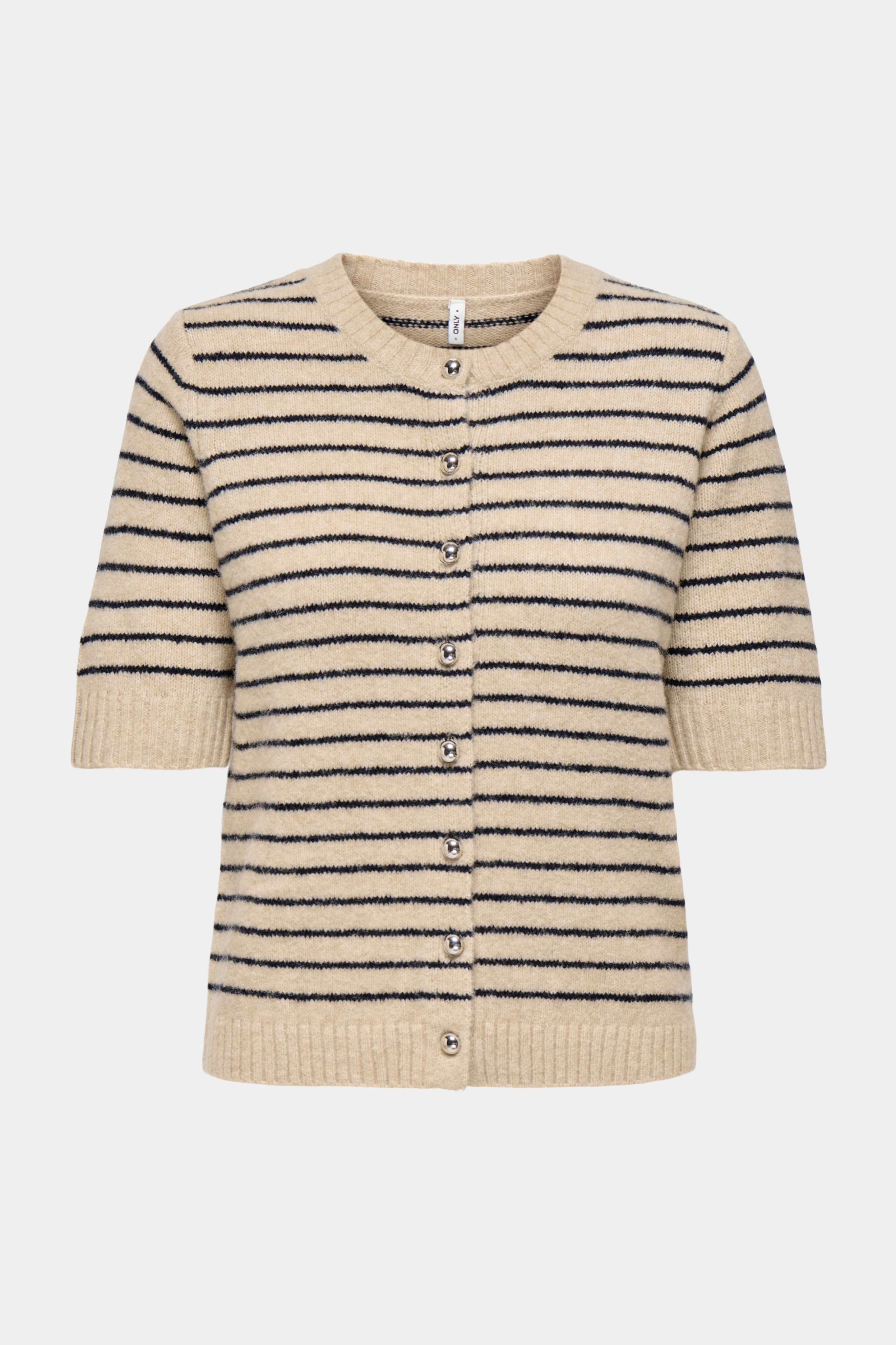 Trøje, bluse, cardigan, kortærmet, striber, stribet, knapper, Fin, smuk, elegant, klassisk, staple, feminin, pæn, rå, cool, sej, unik, musthave, hverdag, fest, kvinde, dame, woman
