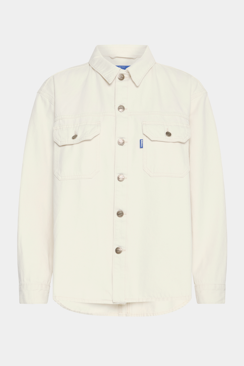 skjorte, shirt, overshirt, denim, cowboy, cowboyjakke, knapper, hvid, råhvid, offwhite, ecry, knækket hvid, Fin, smuk, elegant, klassisk, feminin, pæn, rå, cool, sej, unik, musthave, hverdag, fest, overshirt, jakke, kvinde, dame, woman, unisex