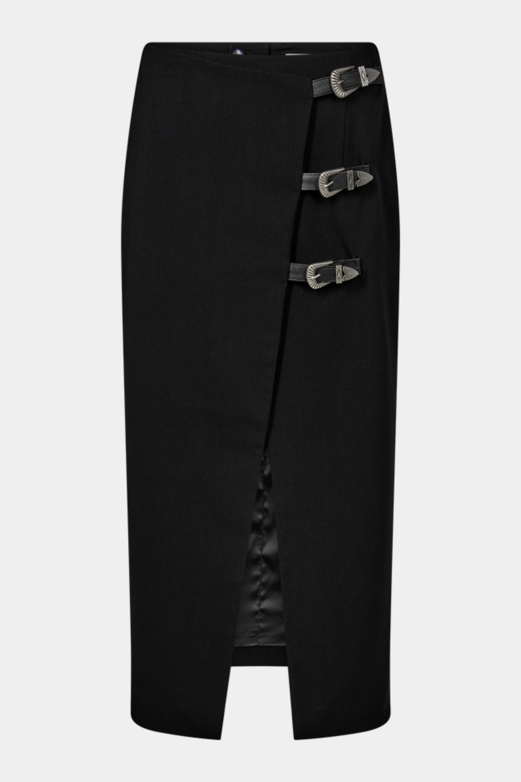 nederdel, skirt, maxi, midi, mellemlang, slids, spænder, wrap, buckle, toga pulla, western, cool, rå, elegant, fin, feminin, hverdag, fest, blød, soft, sort, black, kvinde, dame, woman
