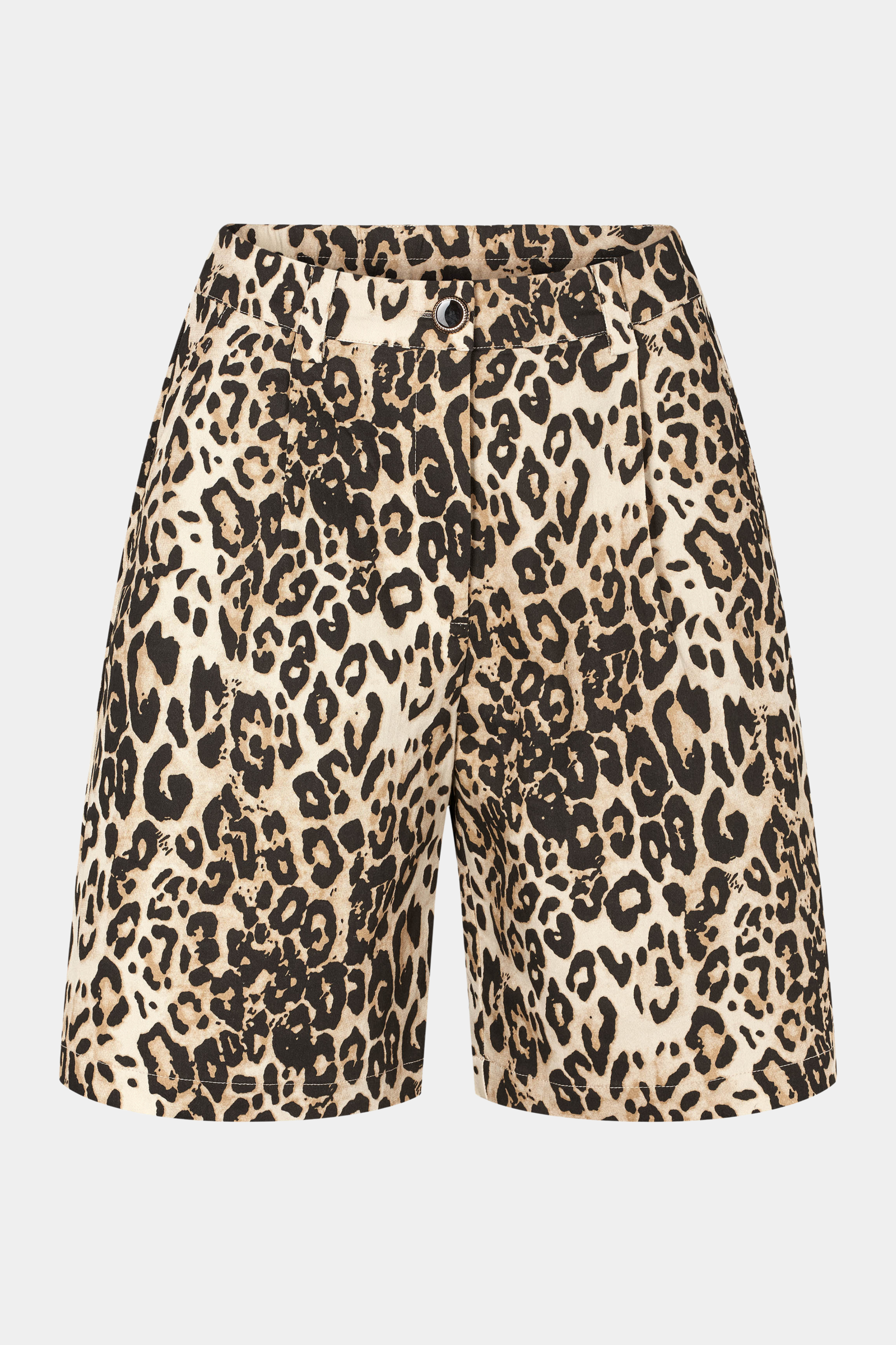 shorts, bermuda, lang, leo, leopard, dyreprint, animal, beige, brun, brown, black, sort, cool, rå, canvas, sporty, casual, hverdag, sommer, kvinde, dame, woman, print