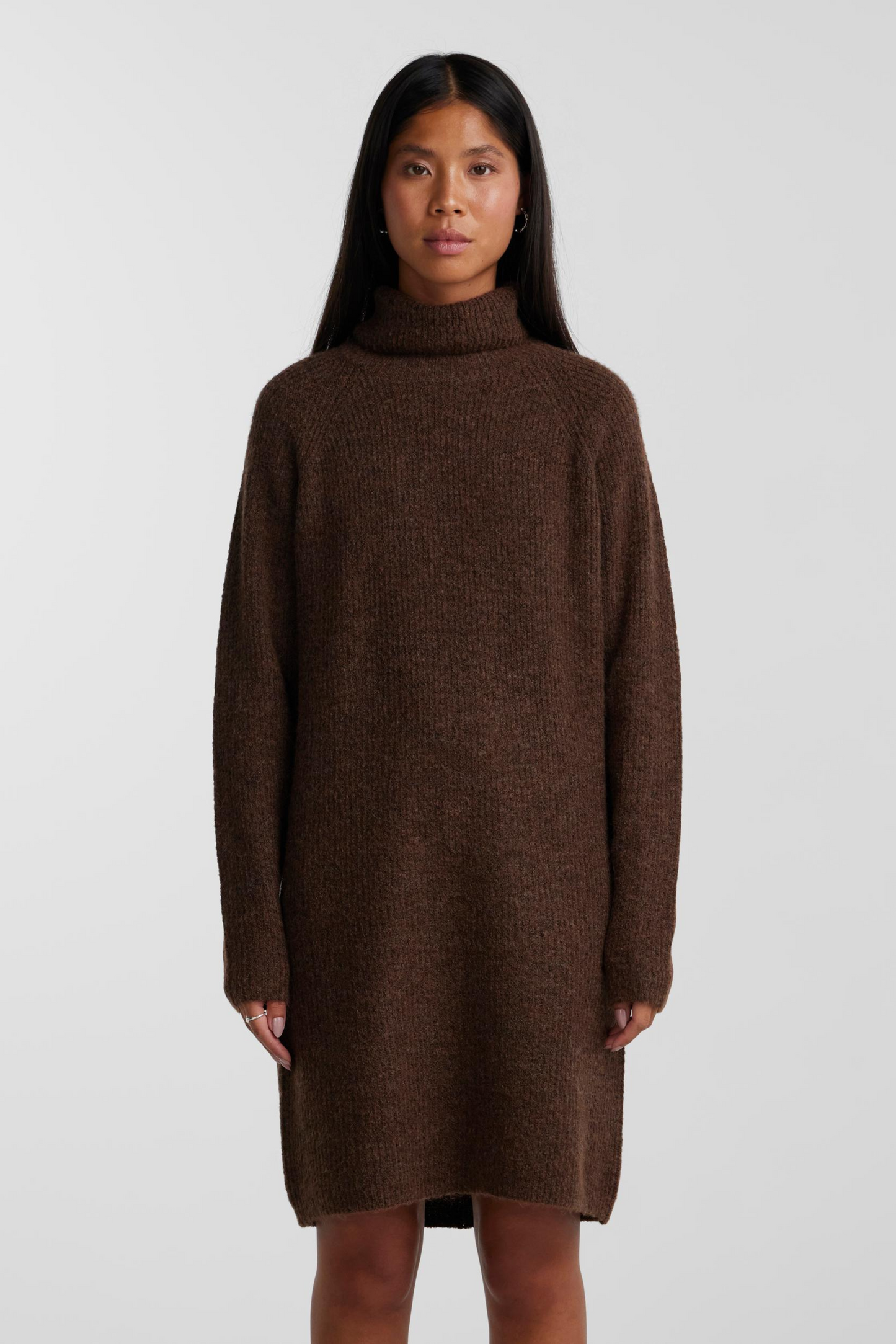 PCEllen ls high neck knit dress, chicory coffeee