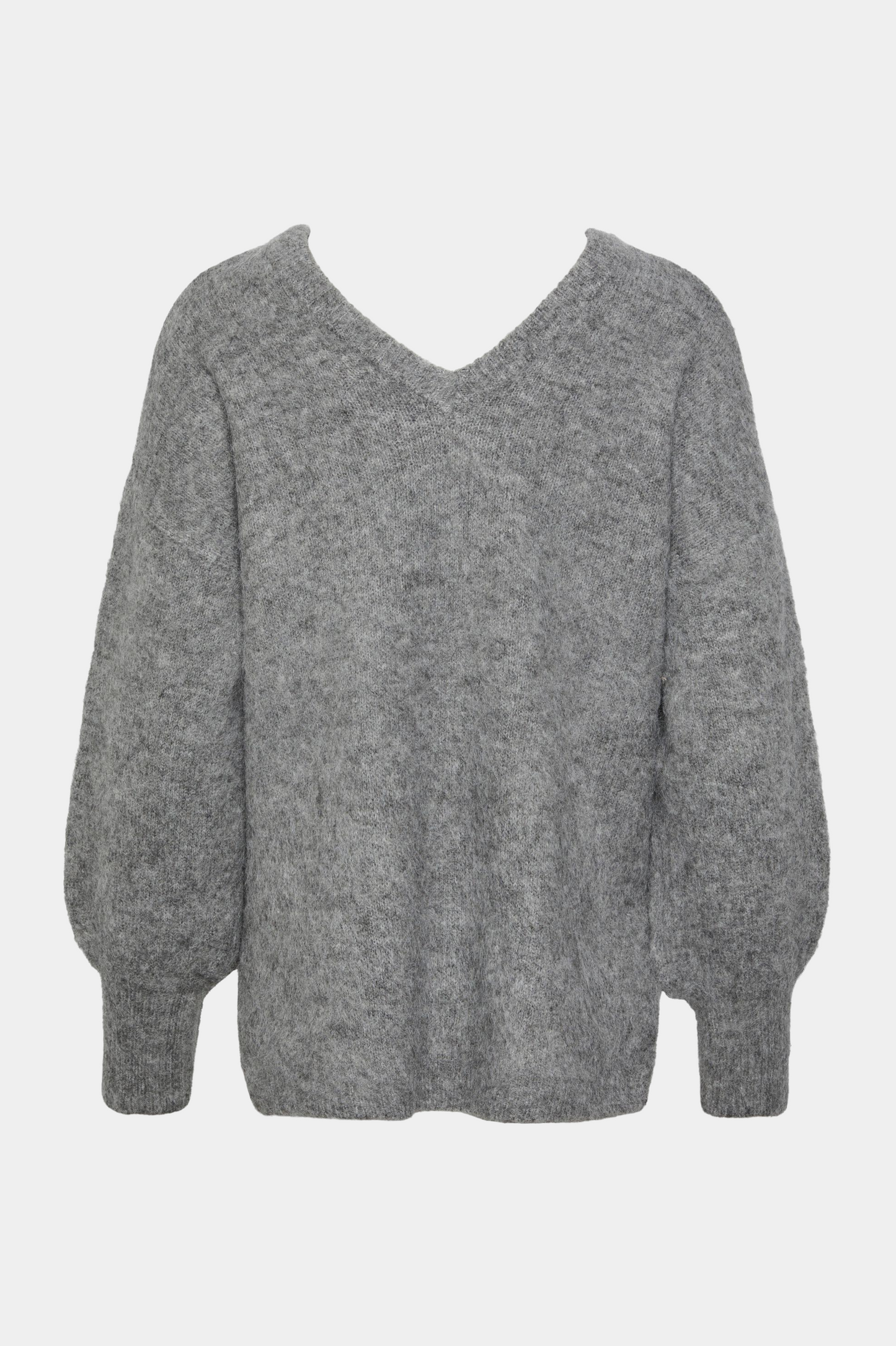 PCFea ls v-neck knit, grey melange