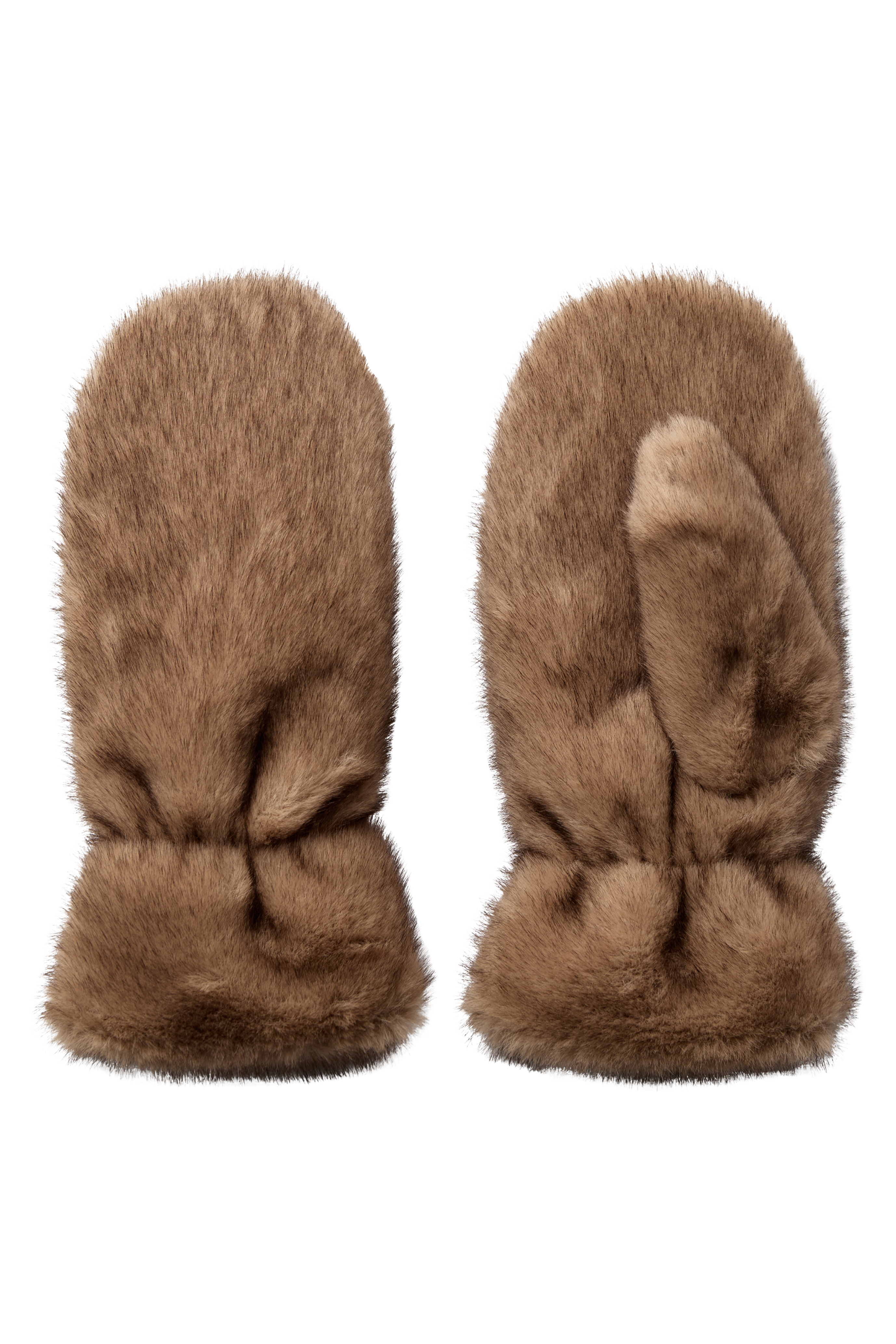 Fin, smuk, elegant, klassisk, staple, feminin, pæn, rå, cool, sej, unik, musthave, hverdag, fest, kvinde, dame, woman, handkser, vanter, luffer, mittens, brun, beige, brown, pels, pelsvanter, pelsluffer, blød, soft, imiteret, faux, fake, falsk, varm, warm, vinter, winter