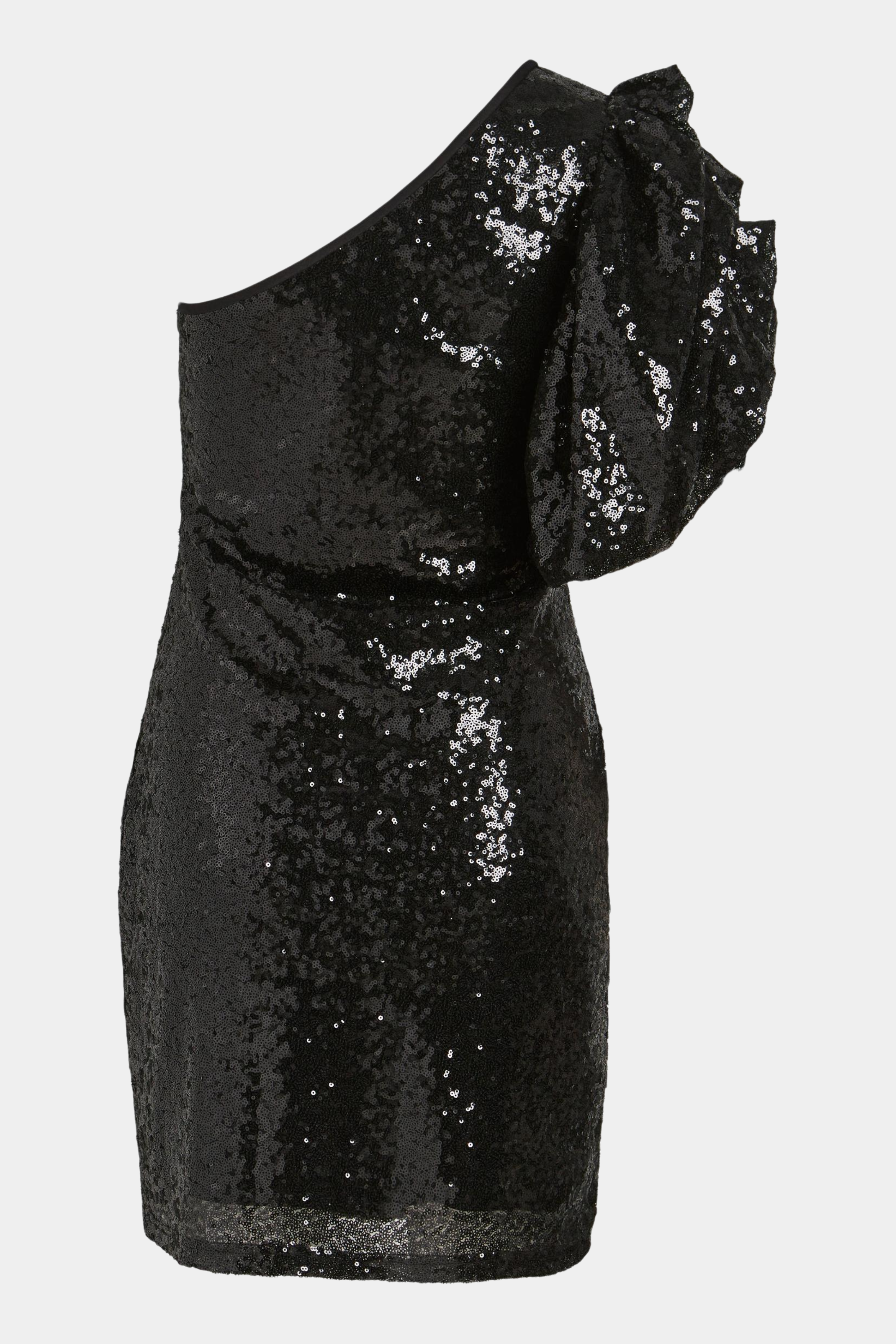 VISerena one shoulder sequin dress, black