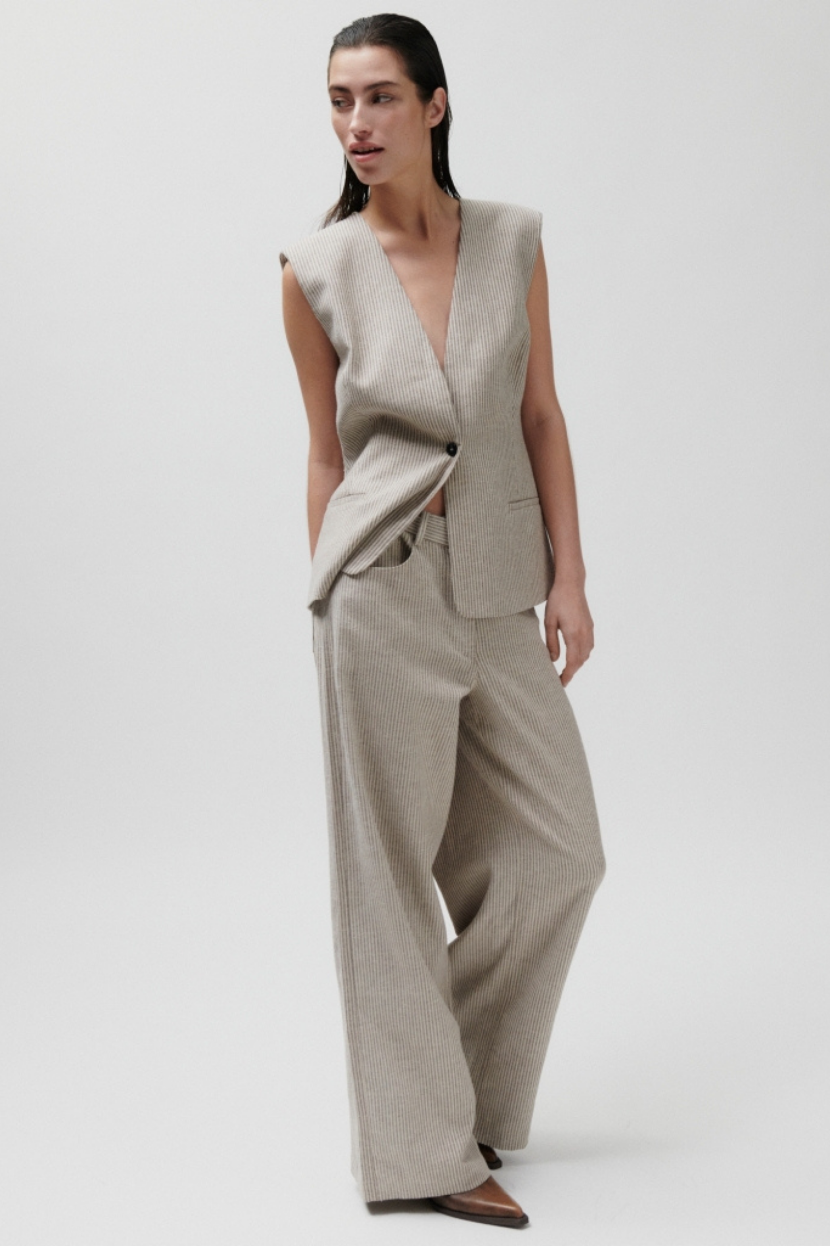 Juell striped linen waistcoat