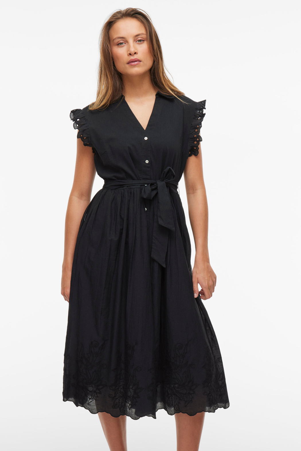 VIAnglassi v-neck S/L midi dress