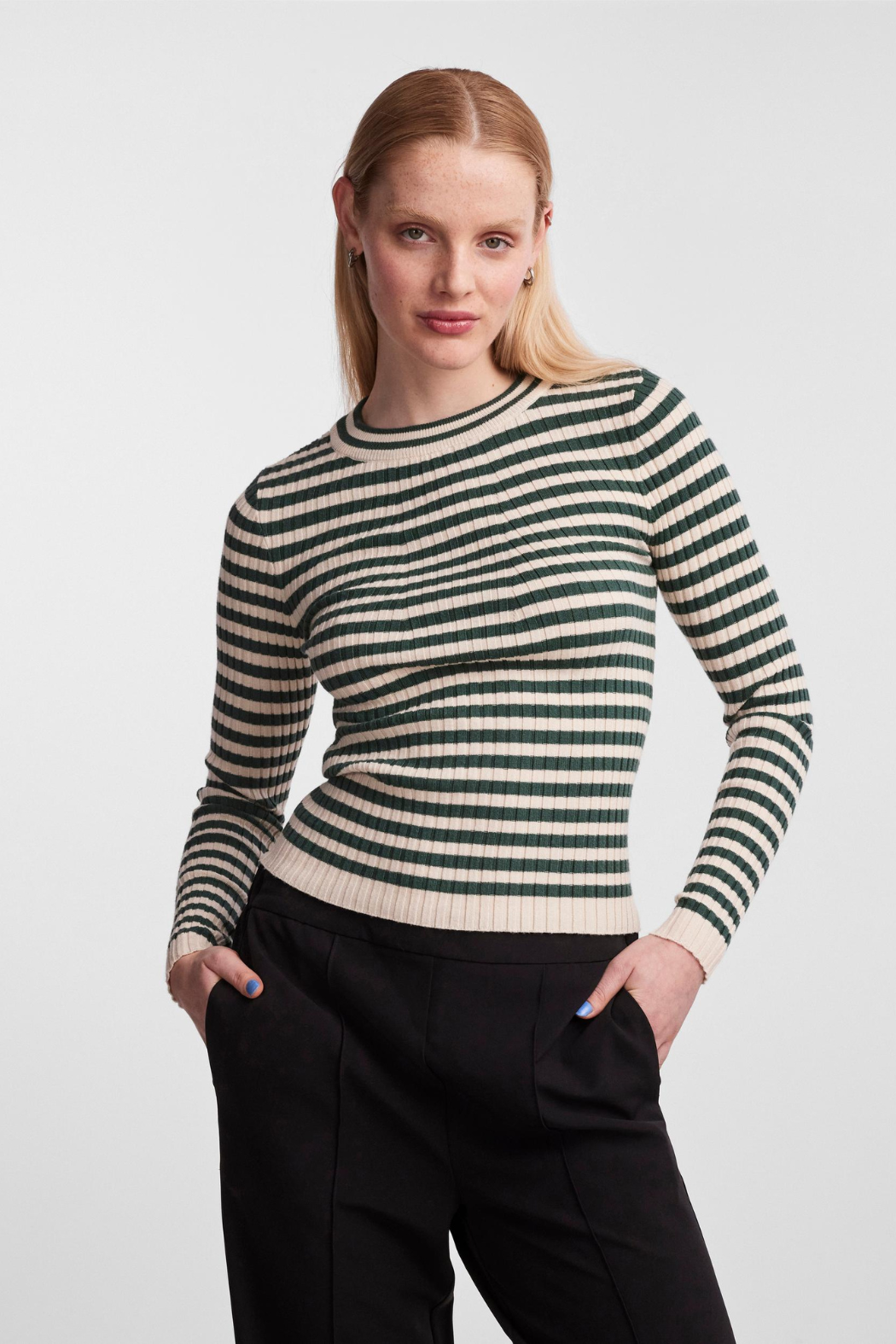 PCCrista ls o-neck knit, green/birch