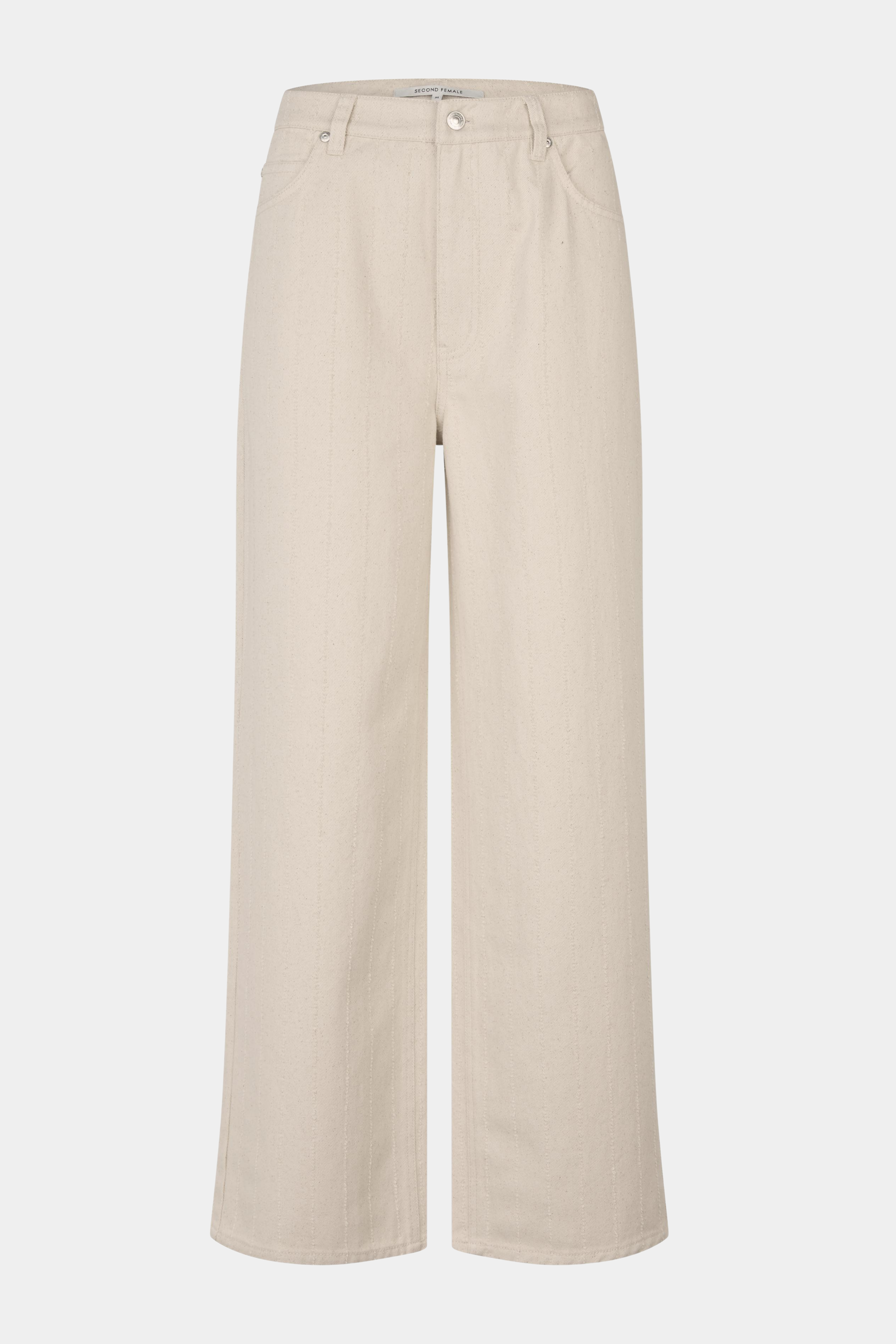 Fin, smuk, elegant, klassisk, staple, feminin, pæn, rå, cool, sej, unik, musthave, hverdag, fest, kvinde, dame, woman, jeans, denim, buks, pant, vidde, wide, vid, løs, loose, creme, beige, lys, hør, linen, natur, struktur, striber, stripe, bæltestropper, cool, sporty, trendy