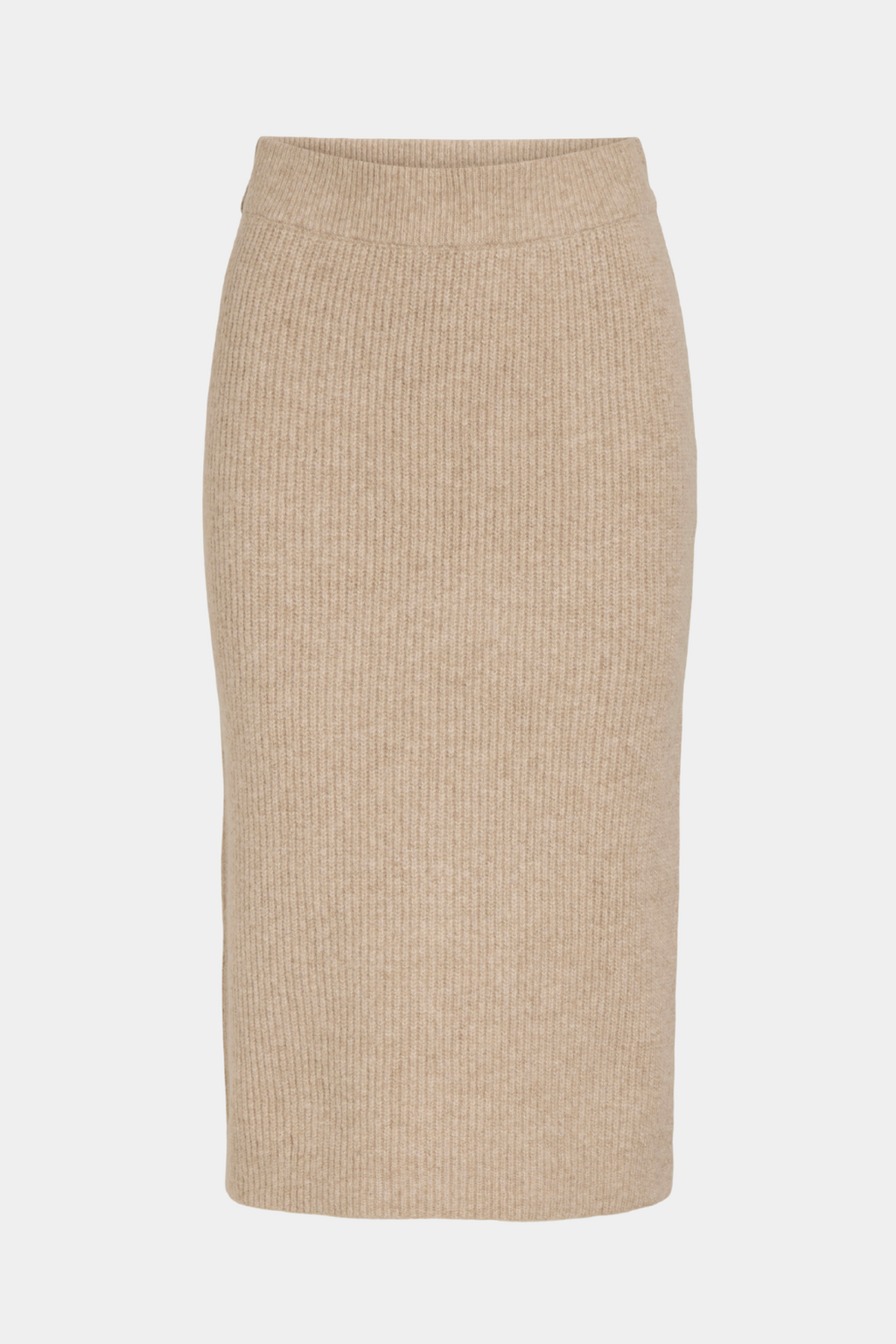 Nederdel, skirt, lang, strik, knit, rib, ribbet, elastik, blød, varm, beige, brun, melange, fin, smuk, elegant, klassisk, feminin, pæn, rå, cool, sej, unik, musthave, hverdag, fest
