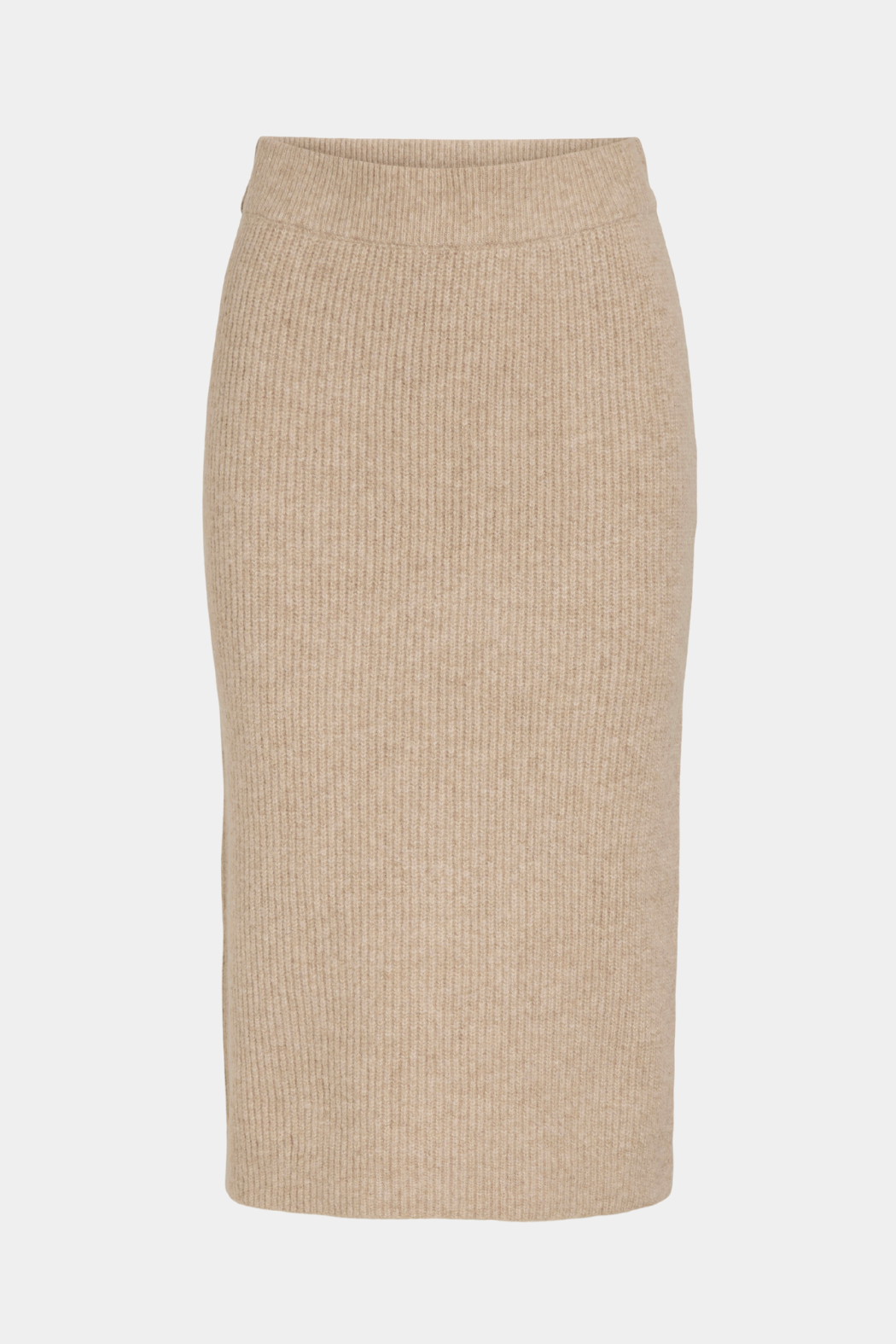Nederdel, skirt, lang, strik, knit, rib, ribbet, elastik, blød, varm, beige, brun, melange, fin, smuk, elegant, klassisk, feminin, pæn, rå, cool, sej, unik, musthave, hverdag, fest