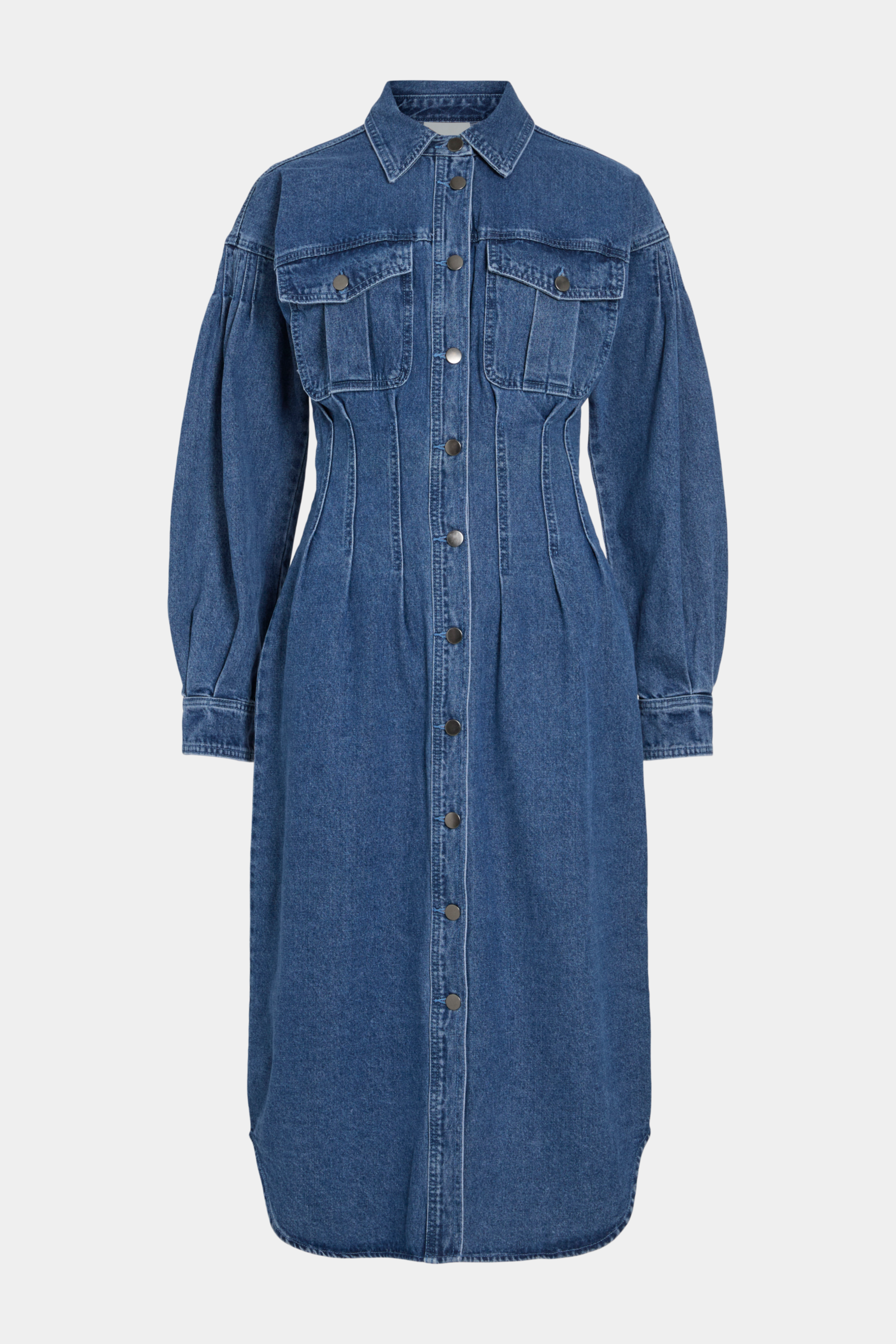 kjole, dress, maxi, midi, deni, cowboy, blå, vintage, lommer, langærmet, knapper, talje, taljeret, tailored, figur, læg, elegant, fin, feminin, cool, rå, hverdag, fest, casual, lang, long, arbejde, work, business, job, kvinde, dame, woman