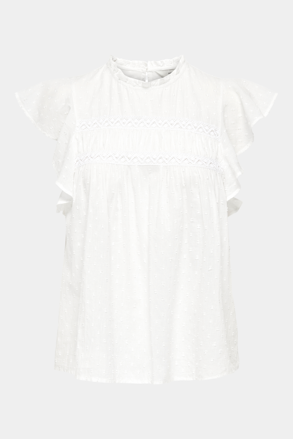 Fin, smuk, elegant, klassisk, staple, feminin, pæn, rå, cool, sej, unik, musthave, hverdag, fest, kvinde, dame, woman, top, bluse, blouse, hvid, white, flæser, blonde, lace, løs, loose, let, luftig, sommertop