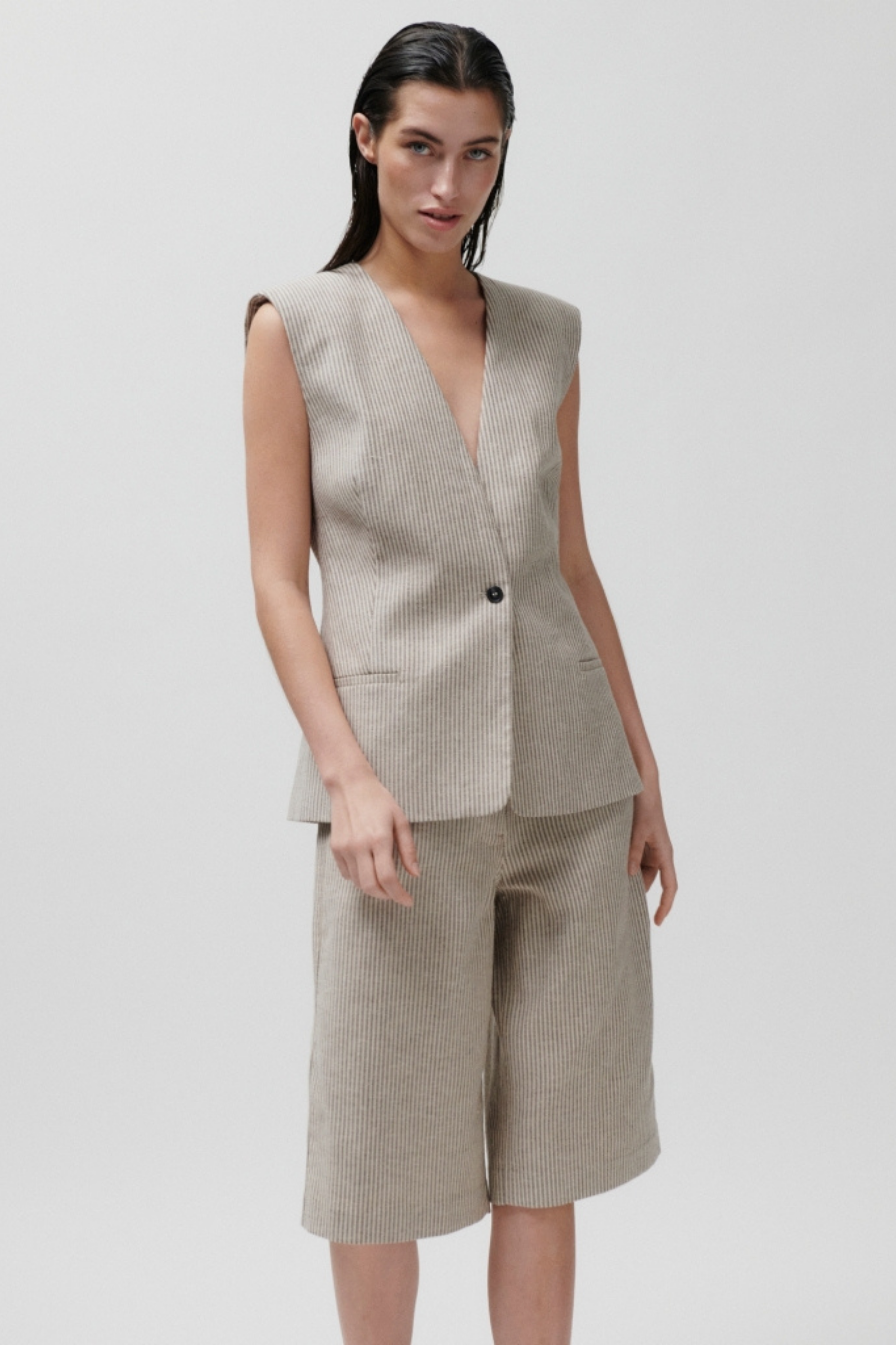 Juell striped linen waistcoat