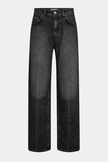 Fin, smuk, elegant, klassisk, staple, feminin, pæn, rå, cool, sej, unik, musthave, hverdag, fest, kvinde, dame, woman, jeans, buks, pant, cowboy, denim, ankellange, ankle, højtaljet, high waist, blød, soft, stretchy,s tretch, elastik, grå, grey, mørkegrå, vask, wash, washed, short, straight, løs, loose, vid, vidde, wide