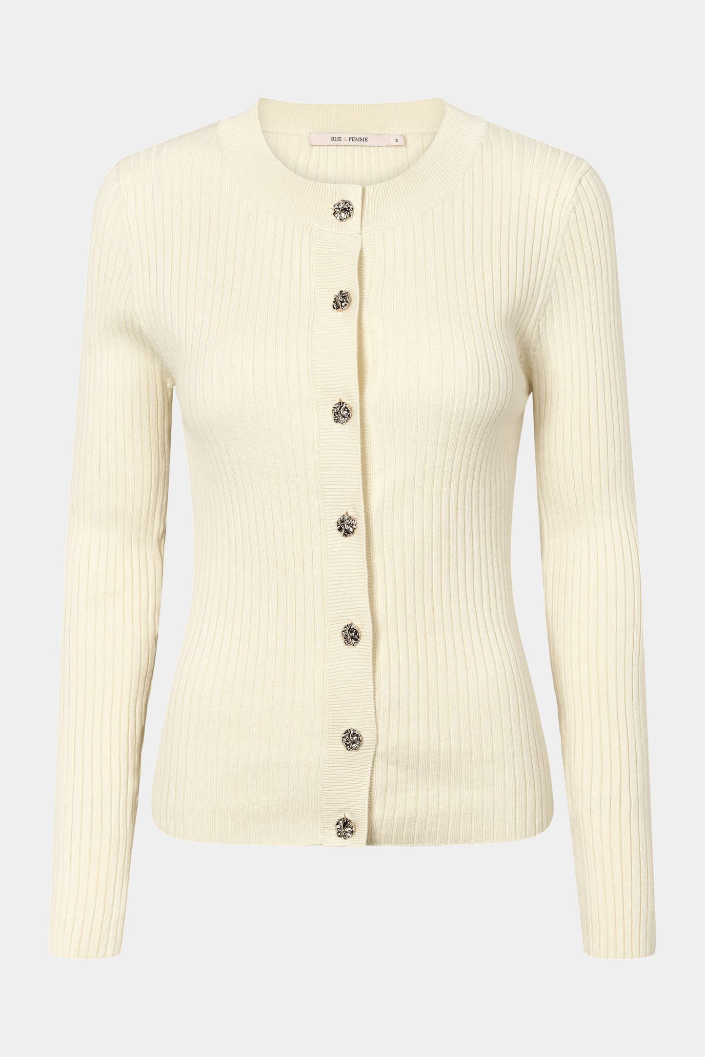 strik, strikket, rib, ribstrikket, knapper, white, off white, tætsiddende, blød, varm, fin, smuk, elegant, klassisk, feminin, pæn, rå, cool, sej, unik, musthave, hverdag, fest